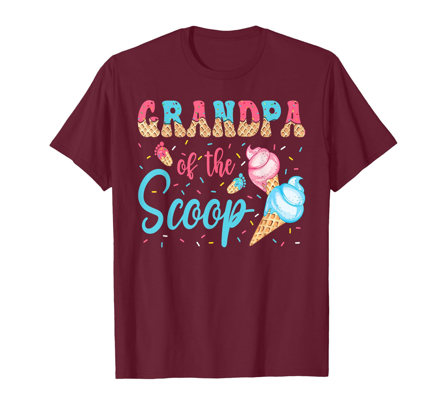Grandpa Of The Scoop Ice Cream Gender Reveal Baby Shower T-Shirt