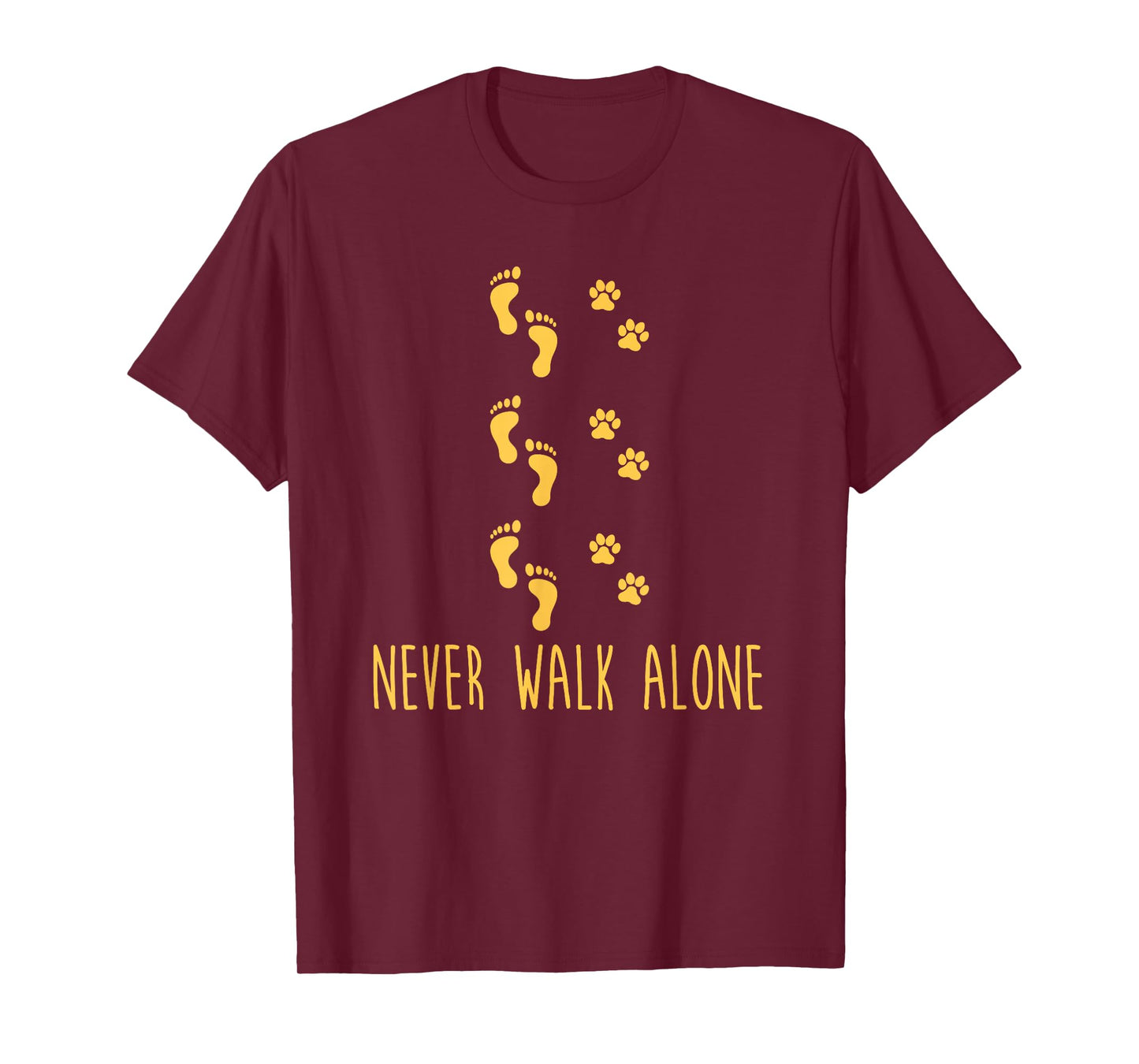 Dog Never Walk Alone Paws and Footprint T-Shirt T-Shirt