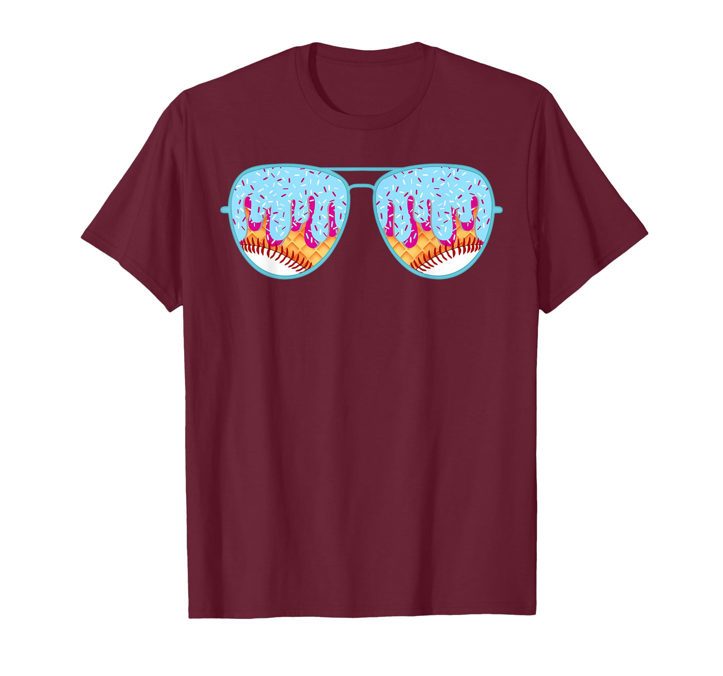 Baseball Sunglasses Ice Cream Drip With Sprinkles T-Shirt
