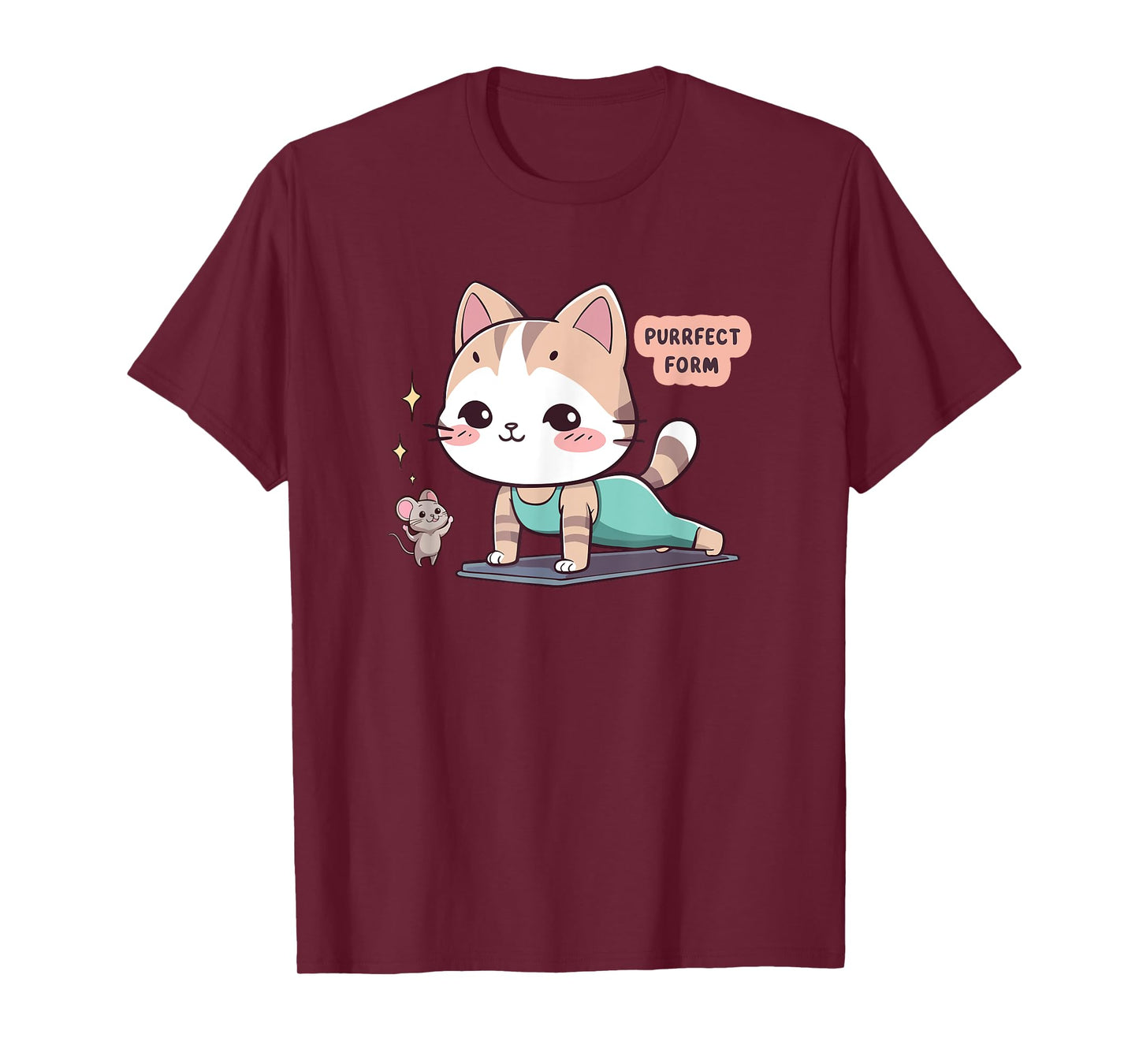 Purrfect Form Cute Cat Gym Workout Kawaii Women Teens Girls T-Shirt