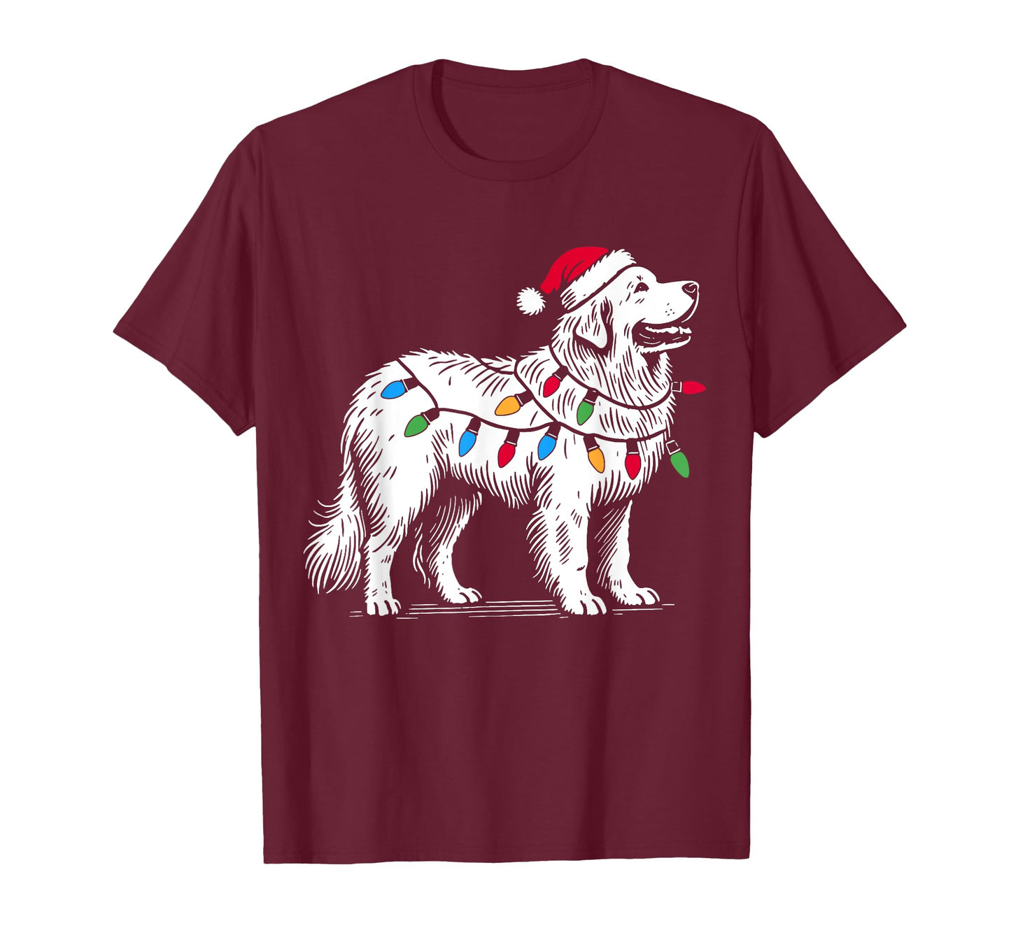 Great Pyrenees Christmas Lights Decorations Pyr Dog Lover PJ T-Shirt