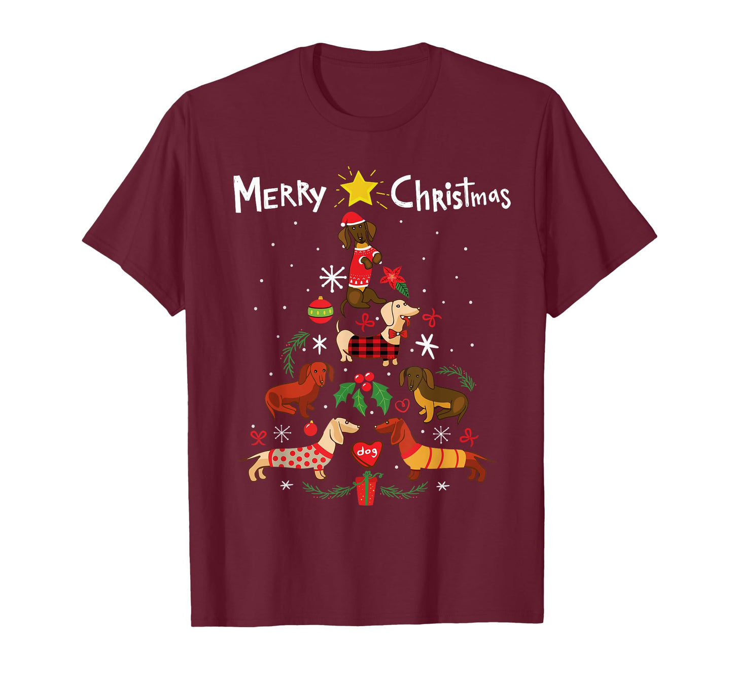 Funny Dachshund Christmas Tree Shirt Ornament Decor Gift T-Shirt