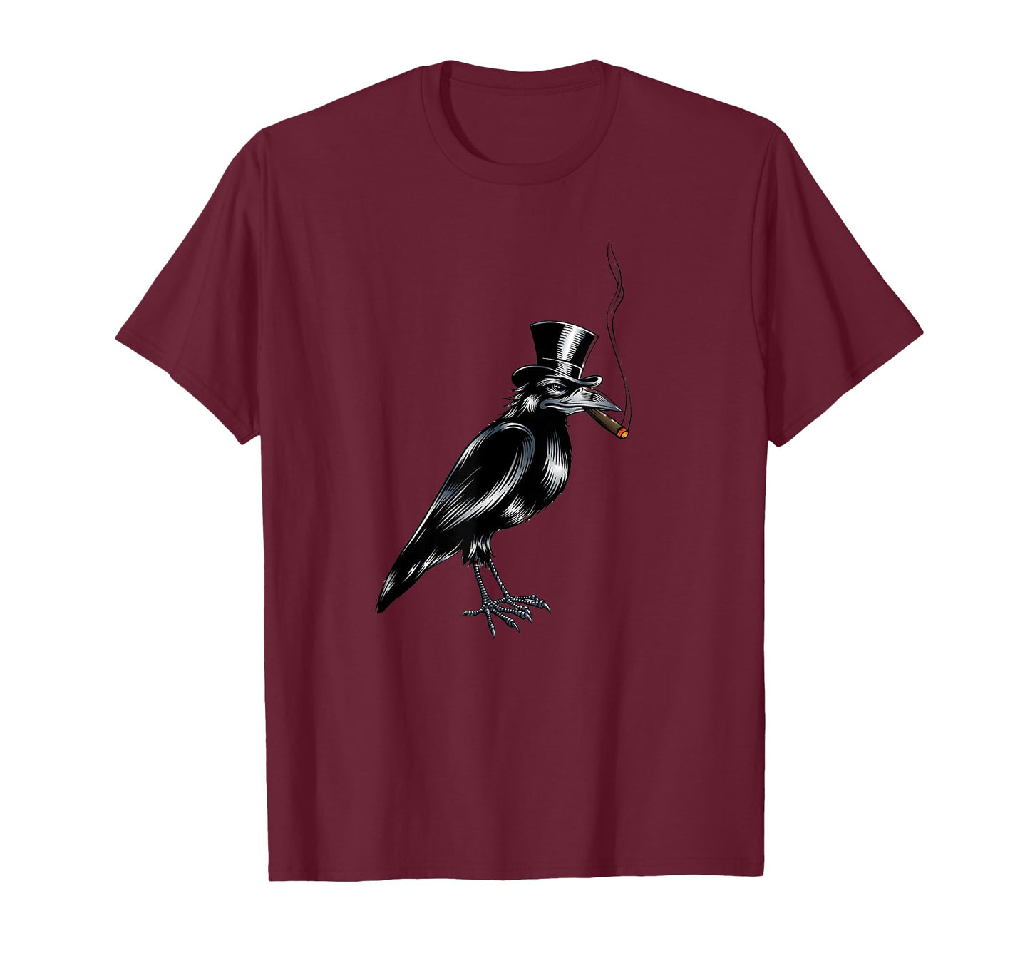 Black Crow Bird Top Hat Smoking Cigar Artwork T-Shirt