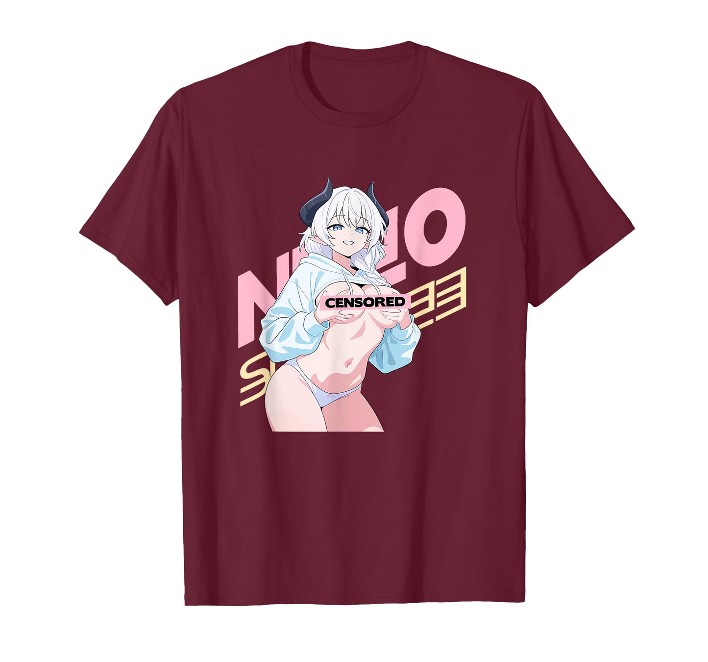 Waifu Sexy Anime Girl Horns Japanese Retro Art T-Shirt