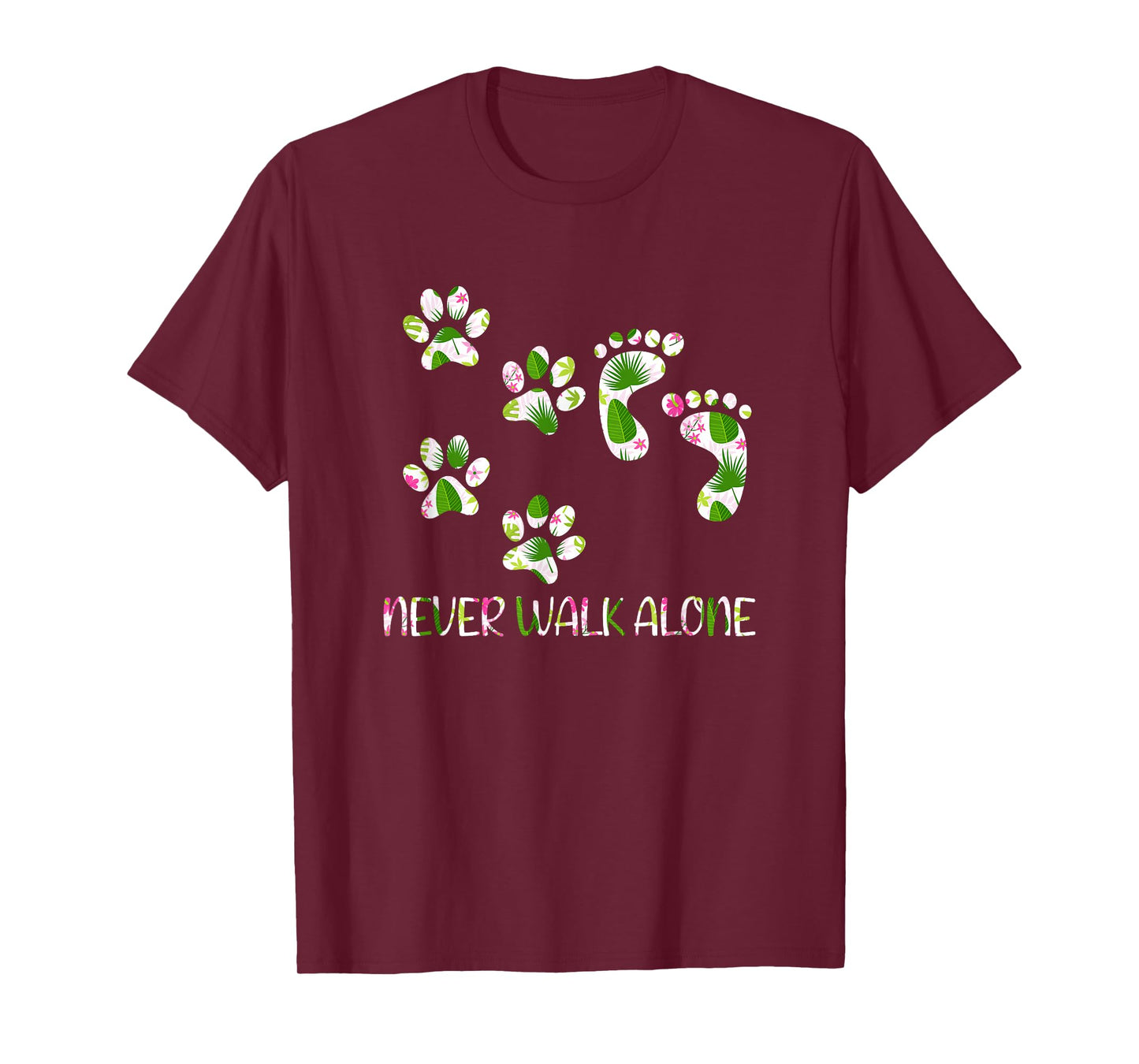 Never Walk a Alone Paw Dog Flower Dog Friends Dog Lover T-Shirt