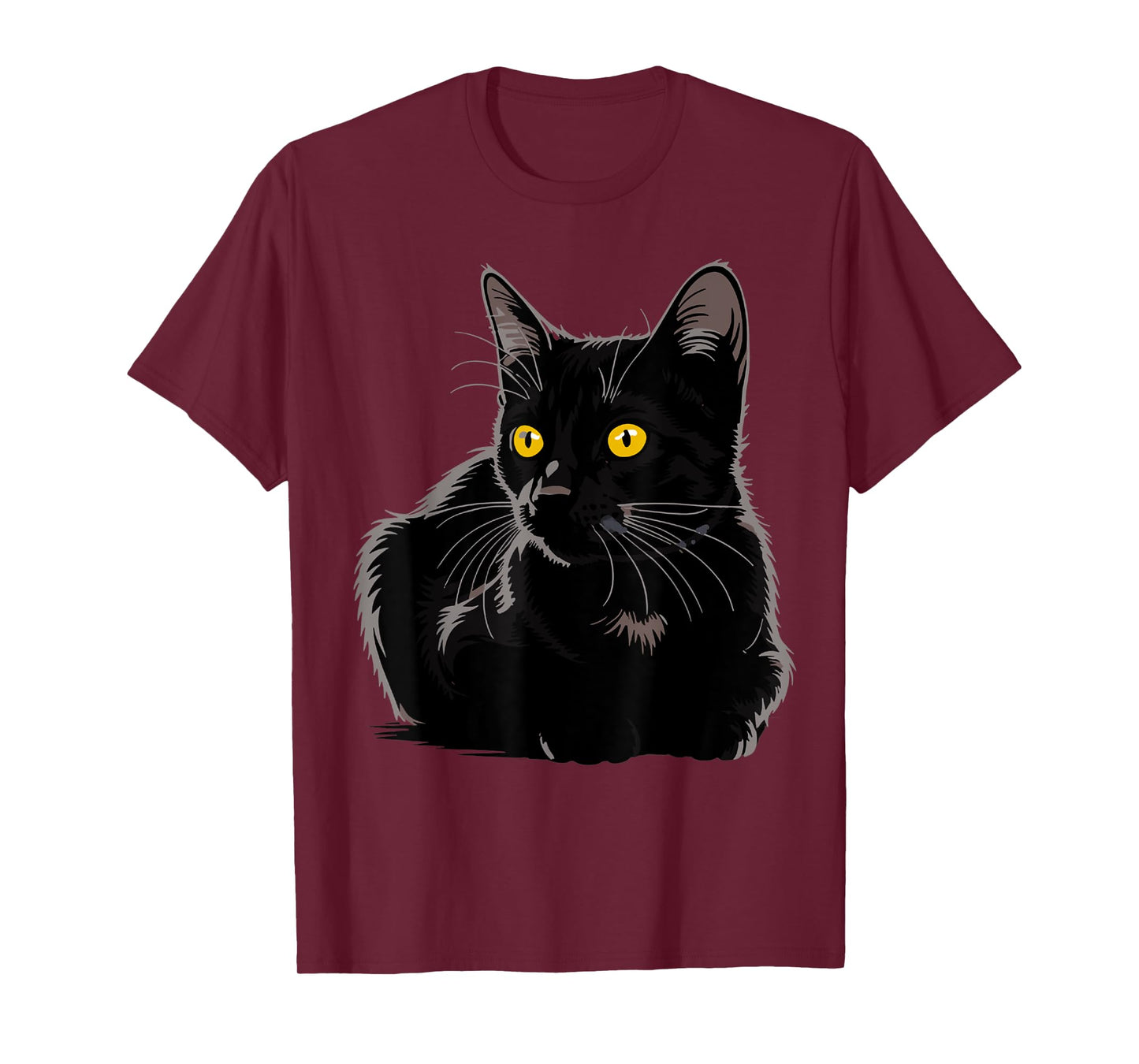 Black Cat Art Graphic with Yellow Eyes Cool Vintage T-Shirt