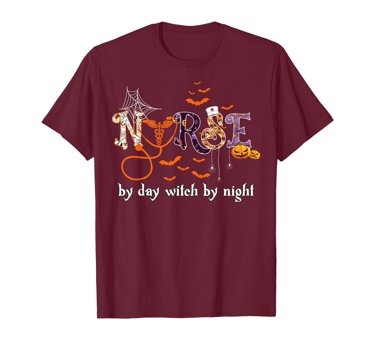 Nurse Witch Shirts Nurse by Day Witch by Night Halloween T-Shirt