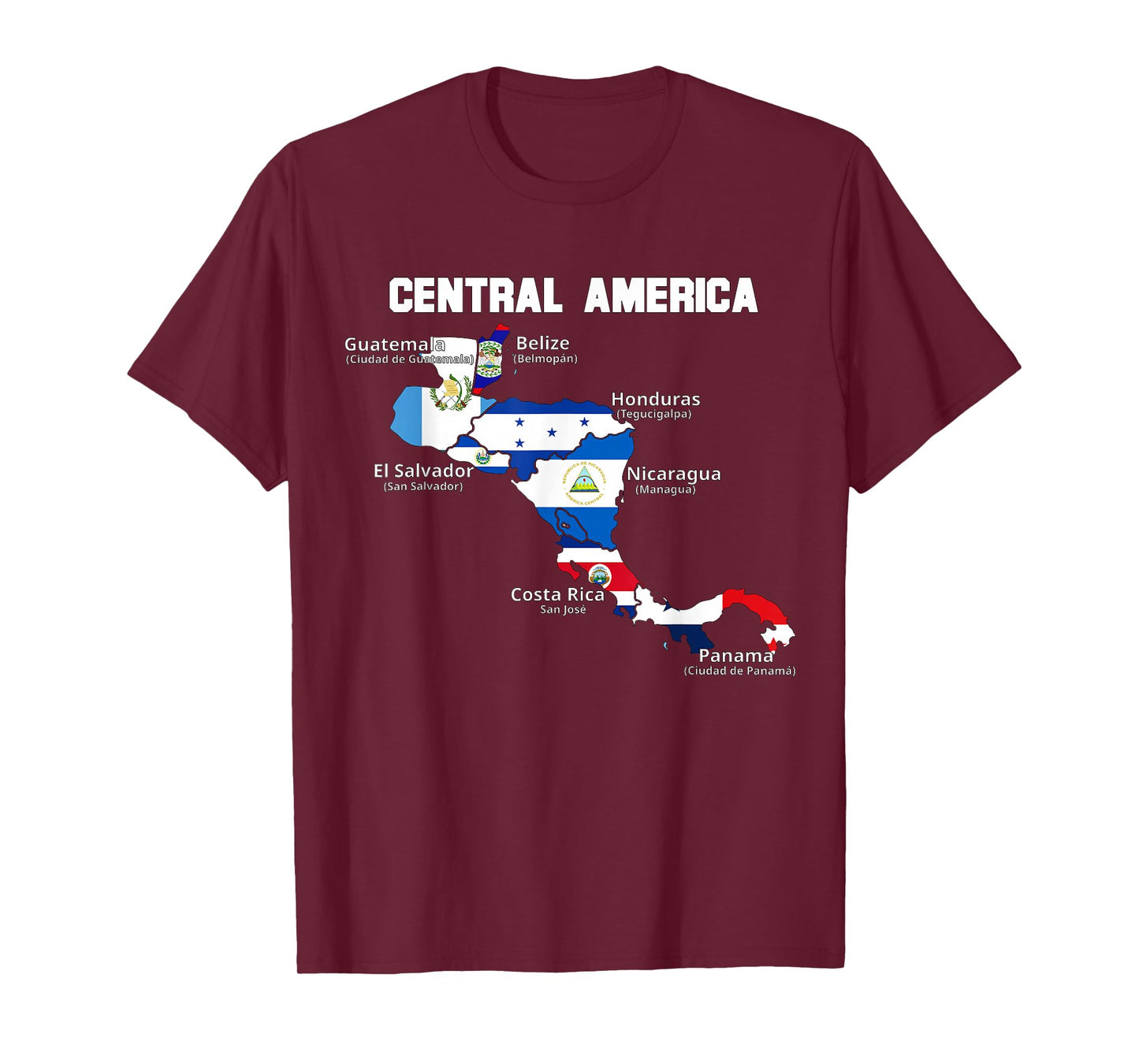 Central American Map, flags of Central America, Mesoamerica T-Shirt