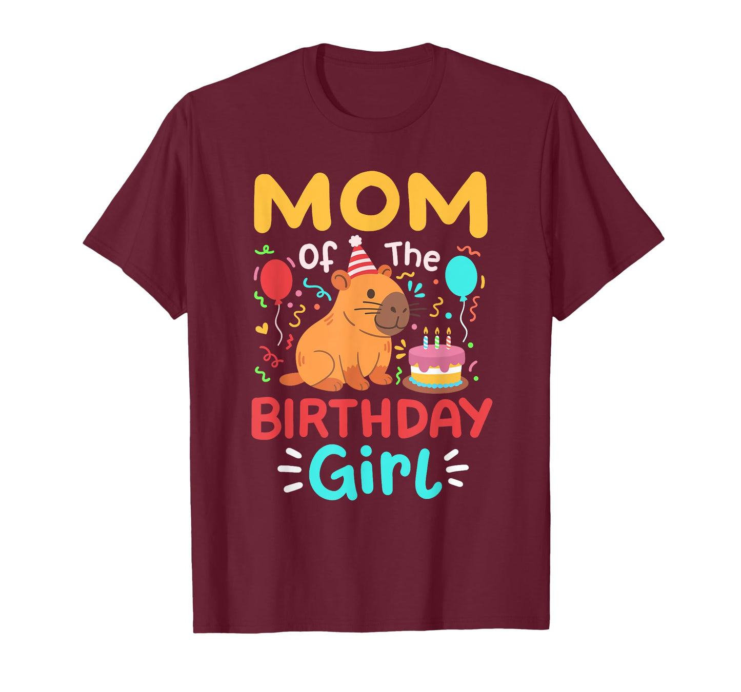 Mom Of The Birthday Girl Cute Capybara Bday Family Matching T-Shirt