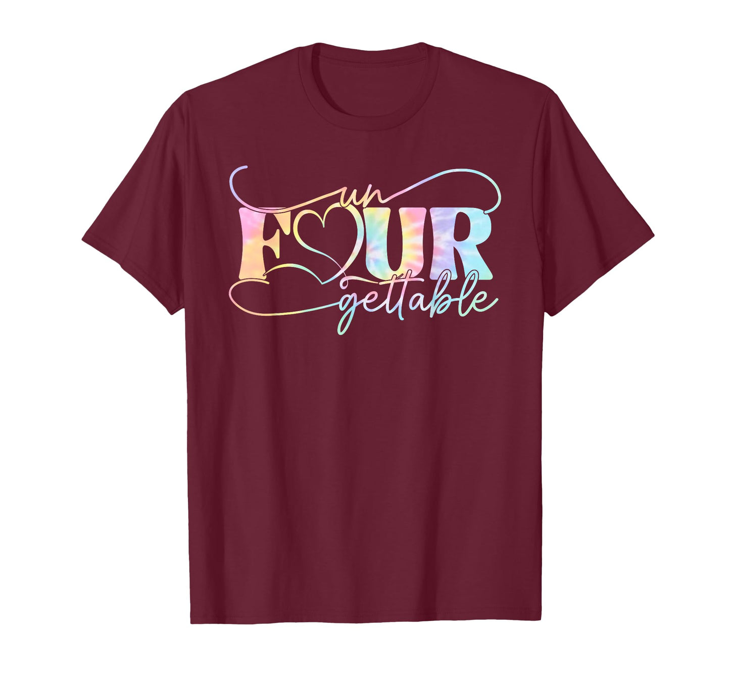 Un Four Gettable Heart Tie Dye 4th Birthday Girls Boys Kids T-Shirt