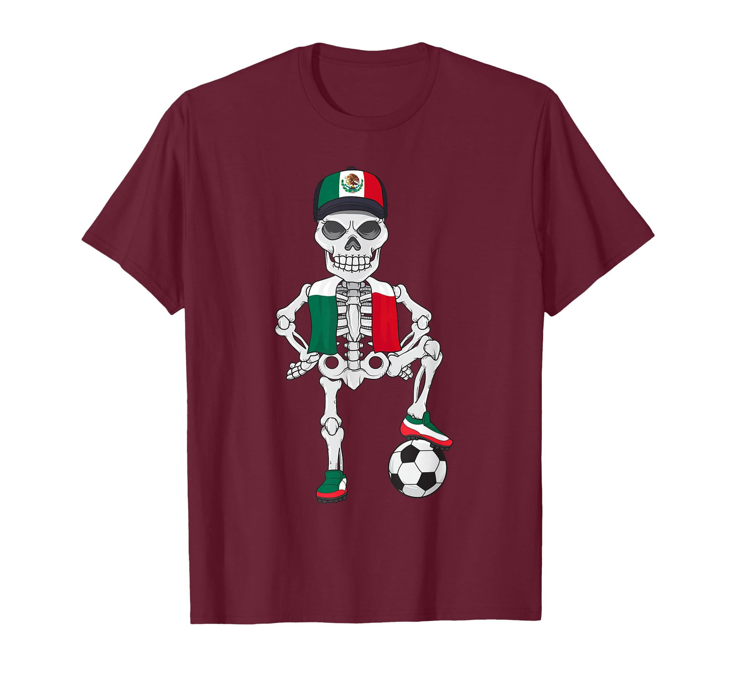 Mexico Soccer Skeleton Fan Team T-Shirt