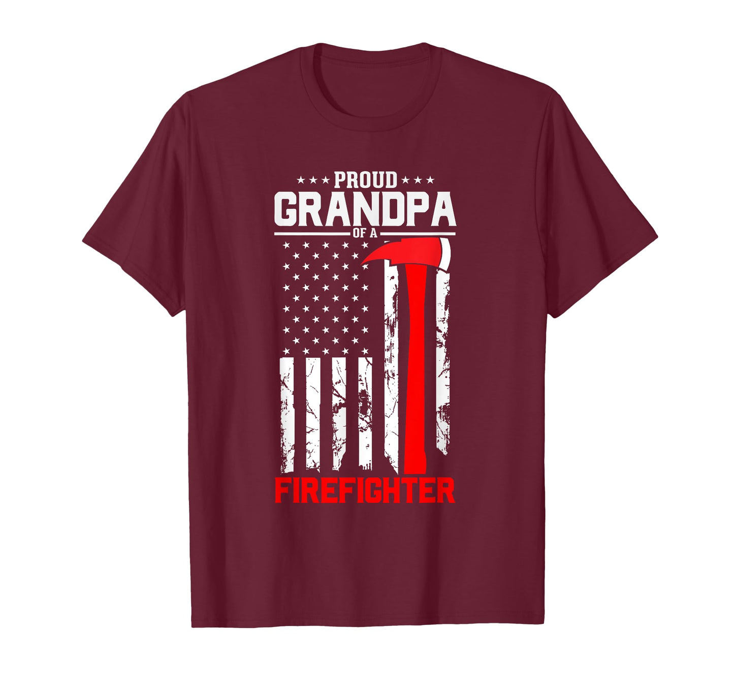 Mens Proud Grandpa Of A Firefighter US Flag Vintage T-Shirt