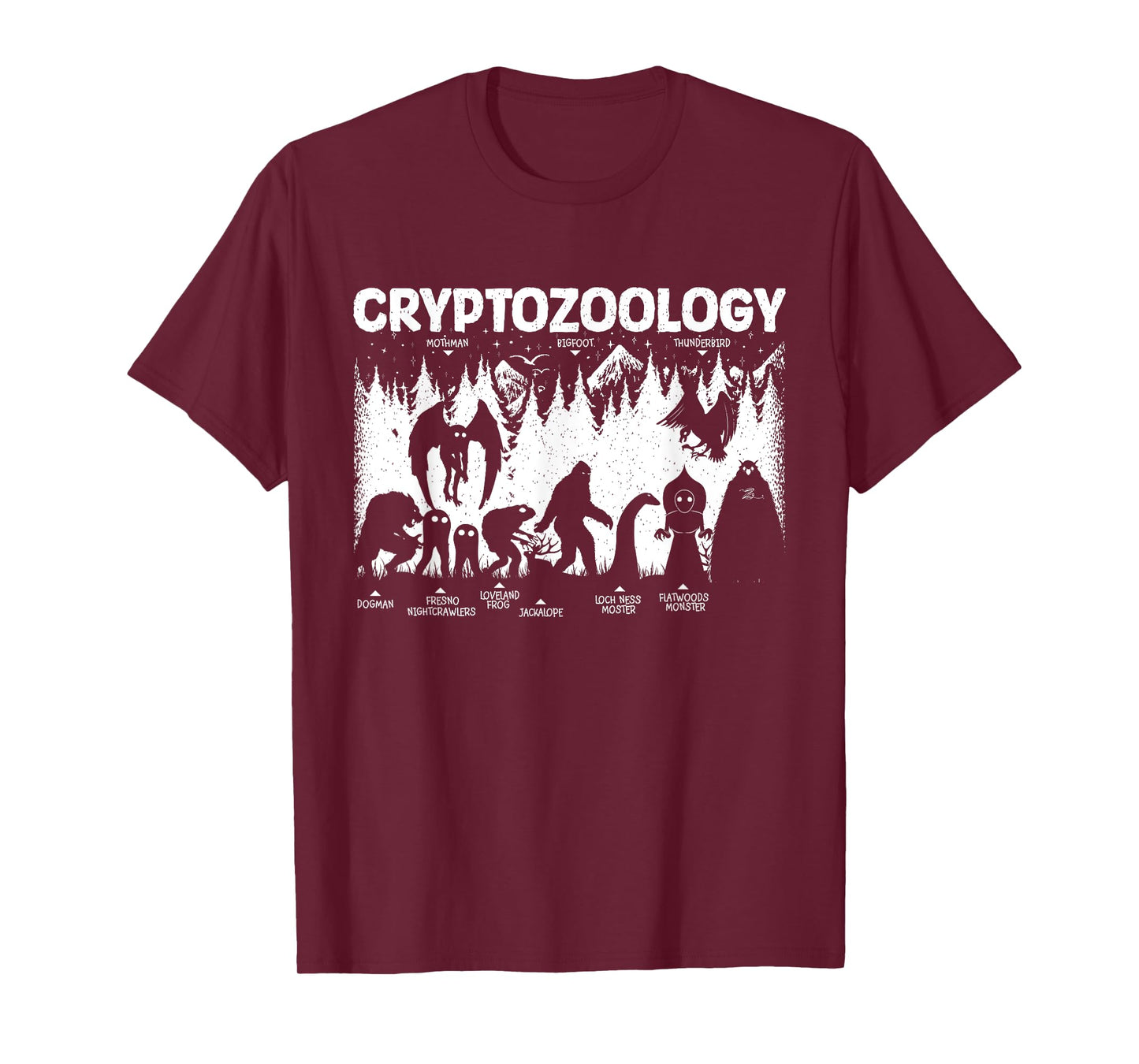 Cryptozoology Cryptid Bigfoot Mothman Dogman Other Monsters T-Shirt