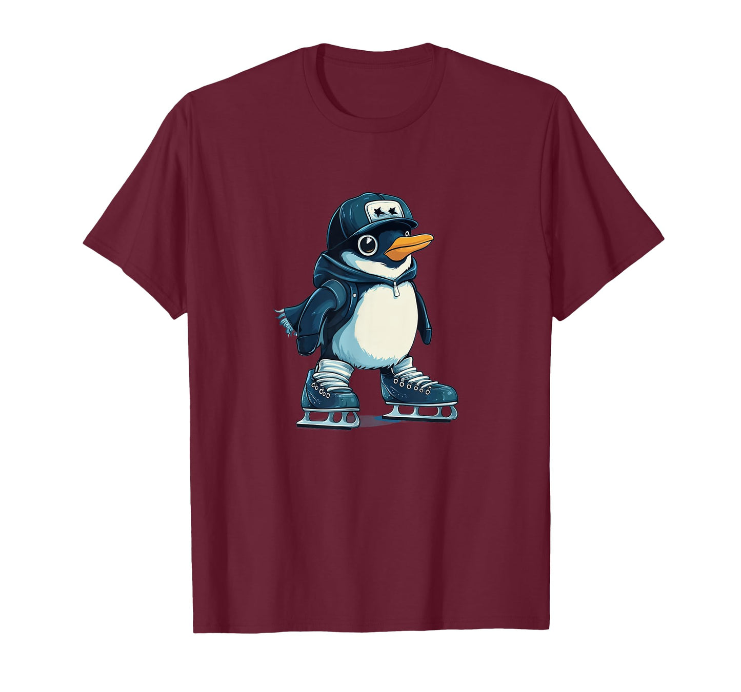 Funny Penguin with Hat in Shoes for Ice Skating Adventures T-Shirt