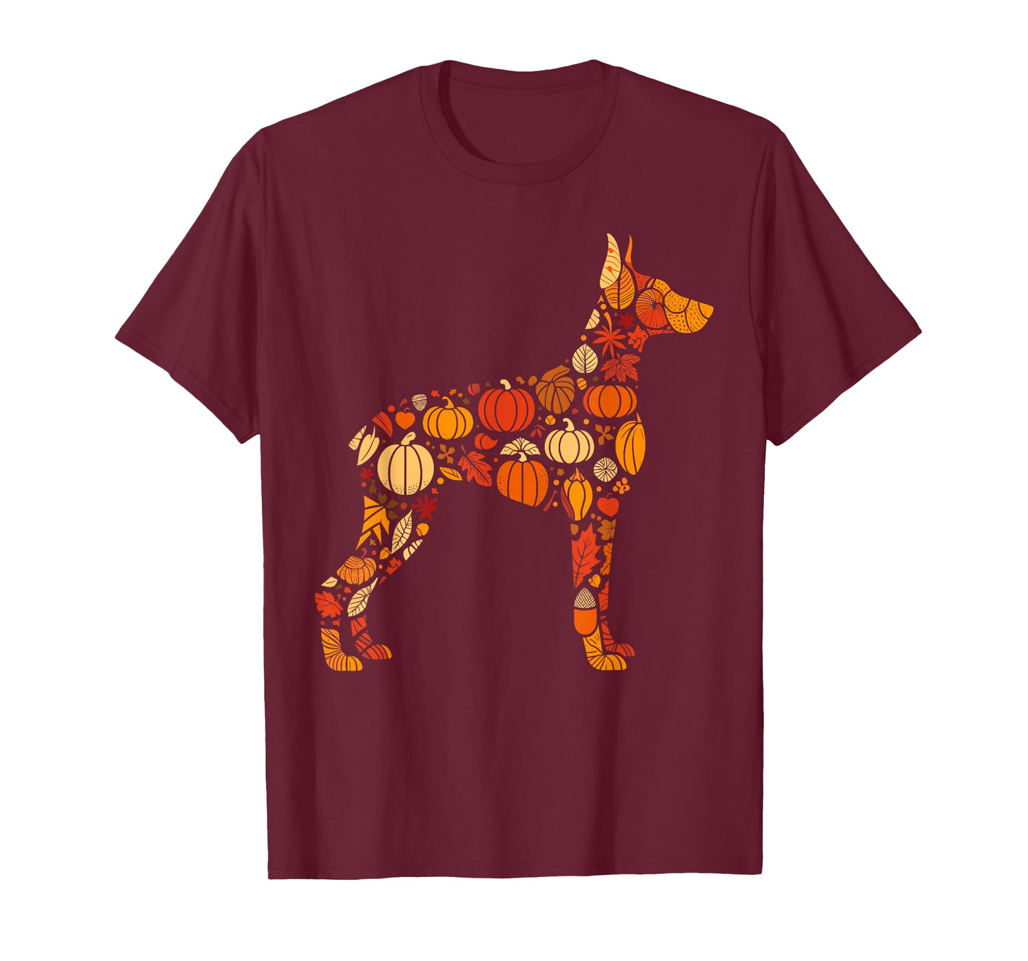 Autumn Pumpkin Doberman Pinscher Thanksgiving Womens Mens T-Shirt