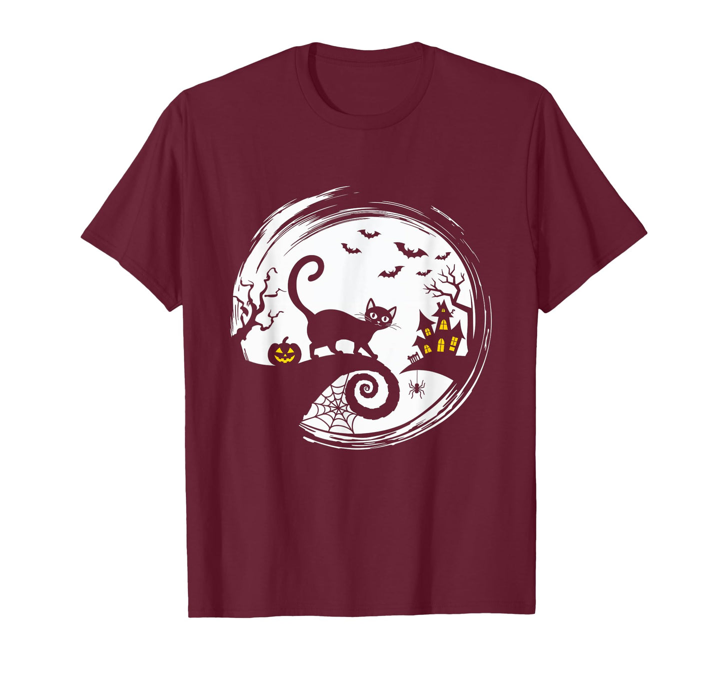 Halloween Cat Pumpkin Bats Spooky Black Cat T-Shirt