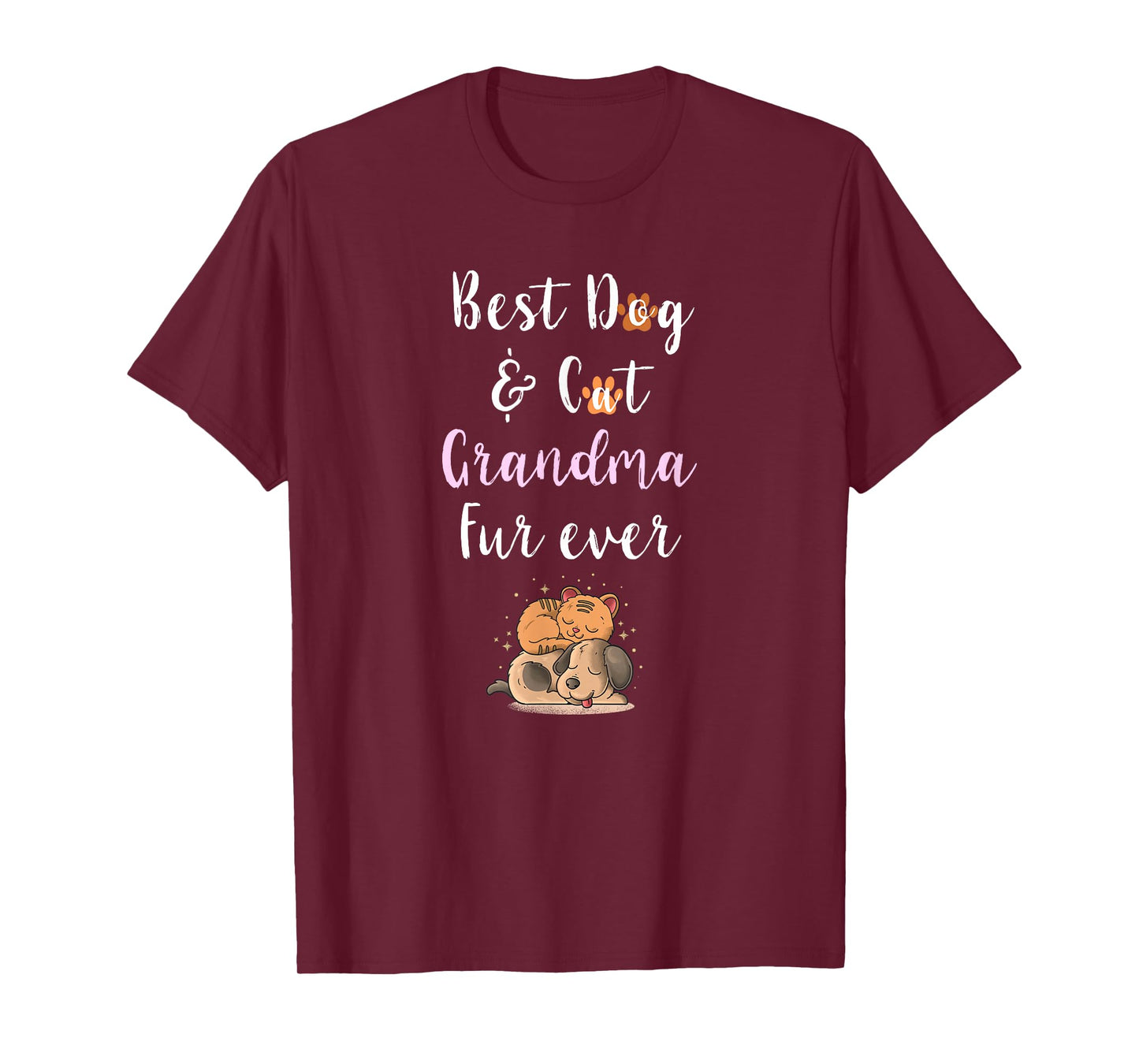 Best Dog & Cat Grandma Fur Ever Funny Fur Kid Granny Saying T-Shirt