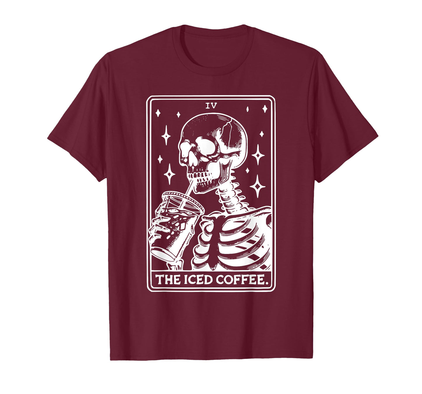 The Iced Coffee Tarot Card Skeleton Coffee Lover Men Women T-Shirt