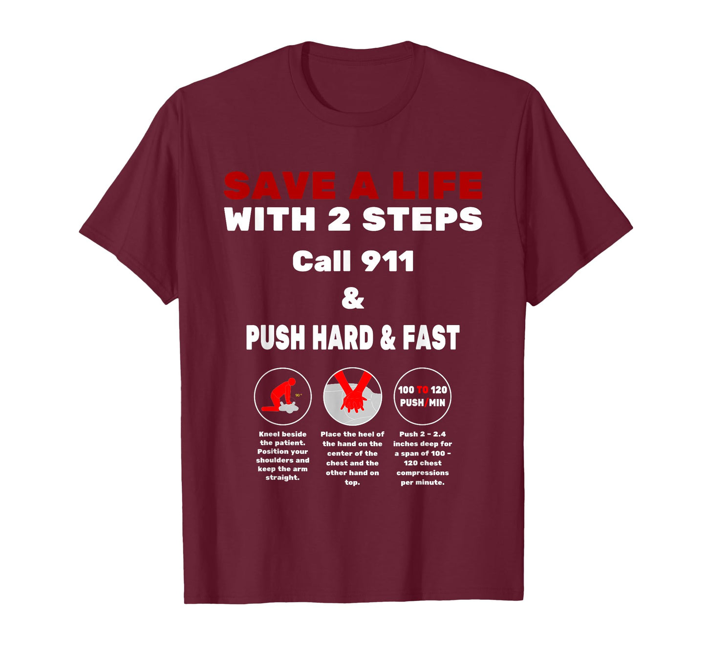 CPR Instructor t-shirt, hands only instructions T-Shirt