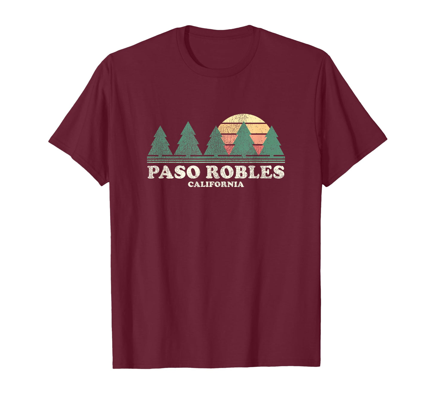 Paso Robles CA Vintage Throwback Tee Retro 70s Design T-Shirt