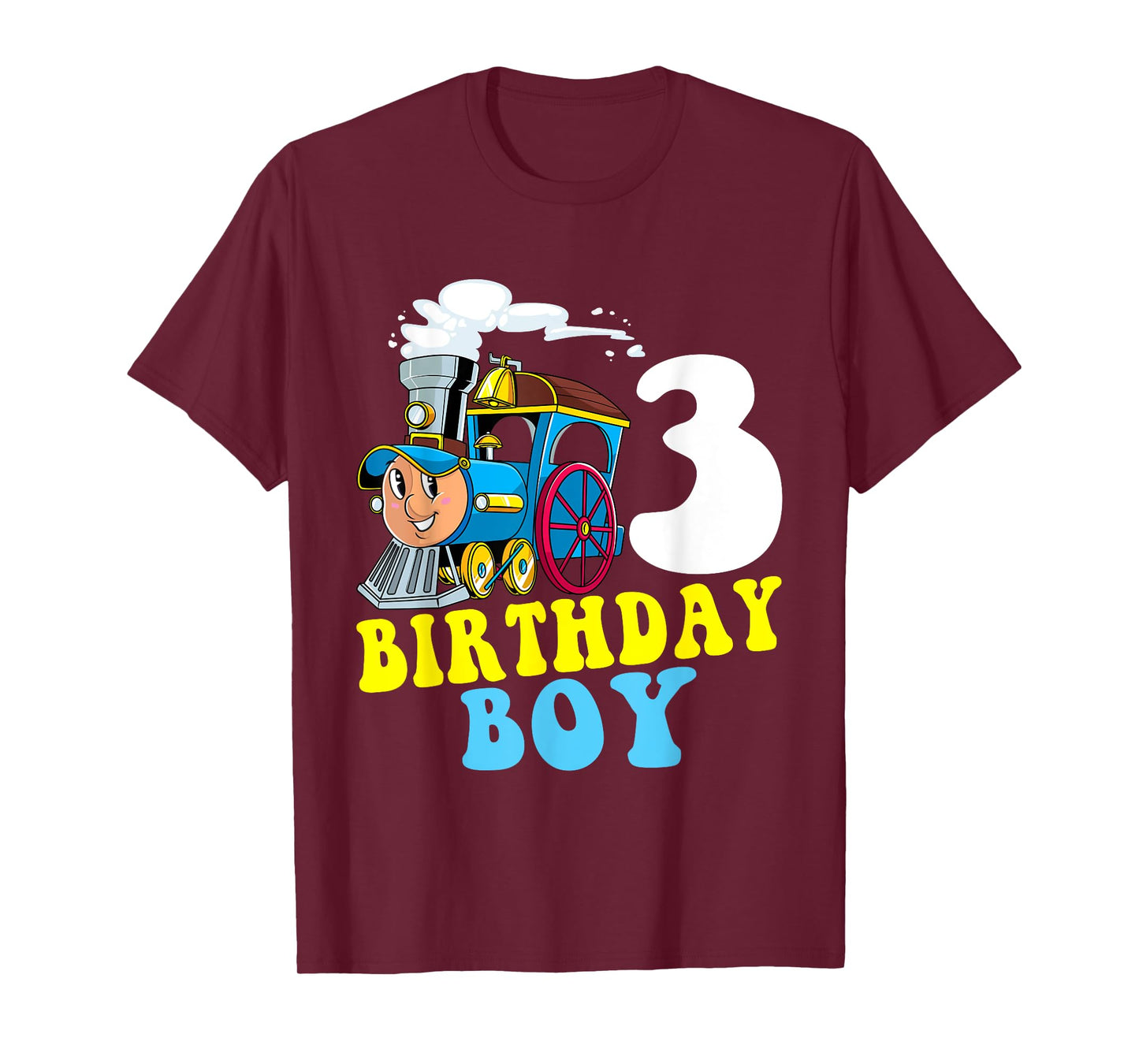 3rd Birthday Boy Train Lovers Three Years Old Kids Toddlers T-Shirt