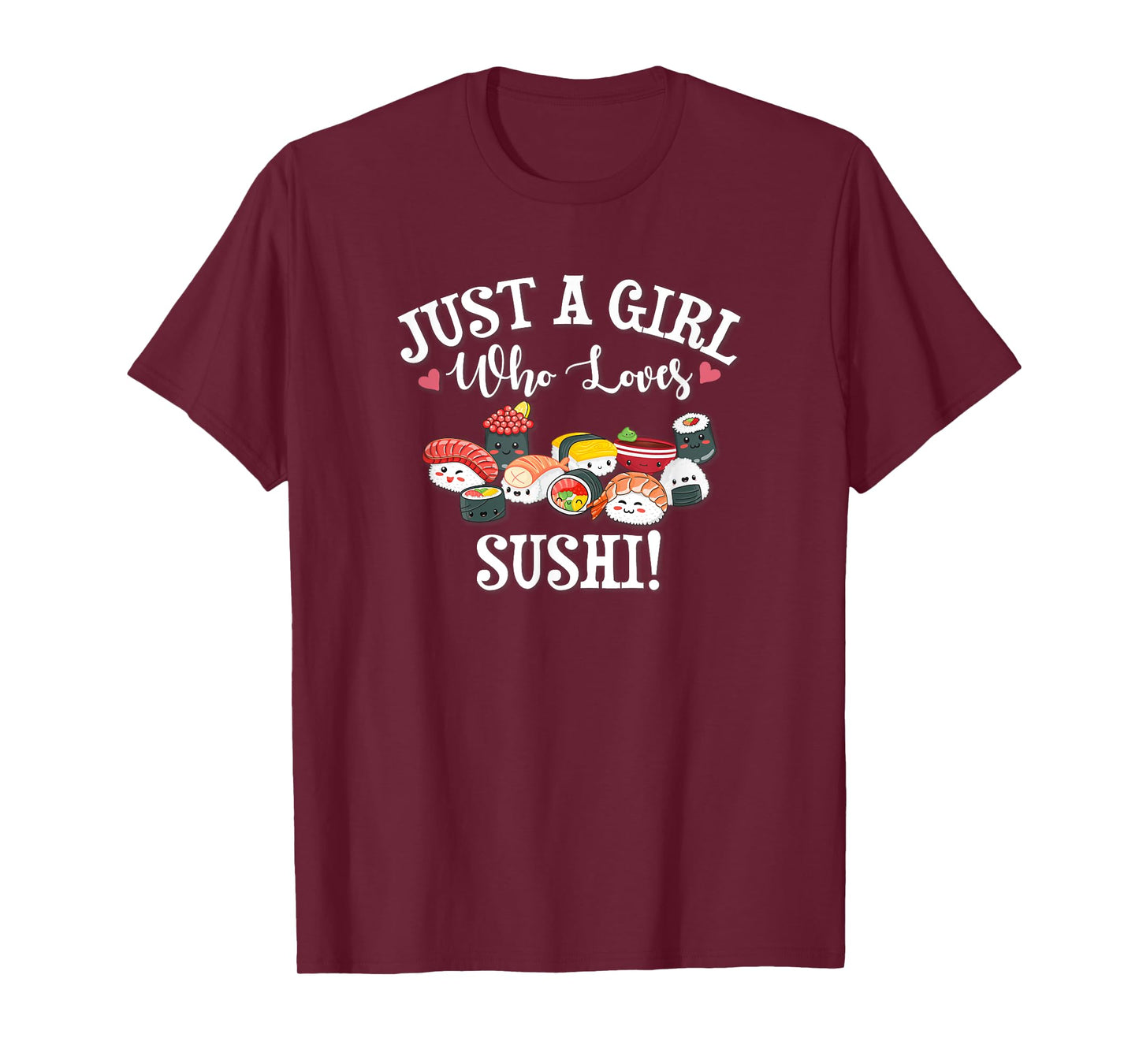 Funny Kawaii Kid Chibi Anime Girl Who Loves Sushi Roll Lover T-Shirt