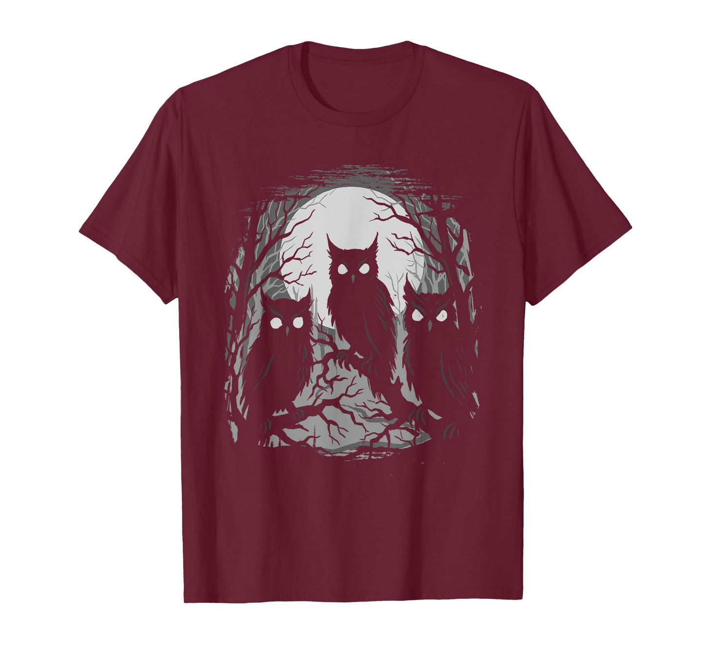 Creepy Owls Gothic Weirdcore Evil Owls Moonlit Forest Horror T-Shirt