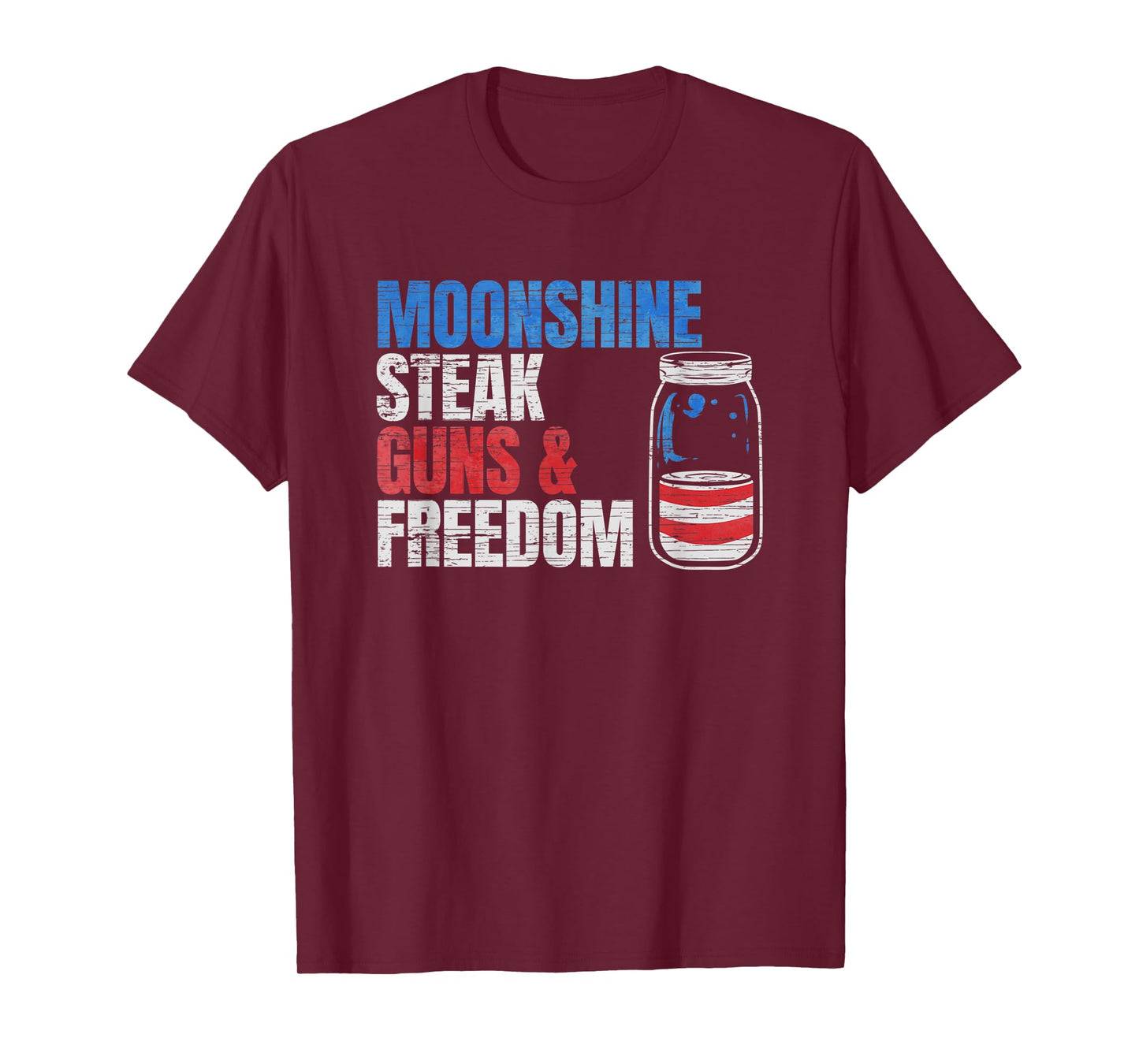 Moonshine Steak Guns & Freedom - USA Flag T-Shirt for Women Men