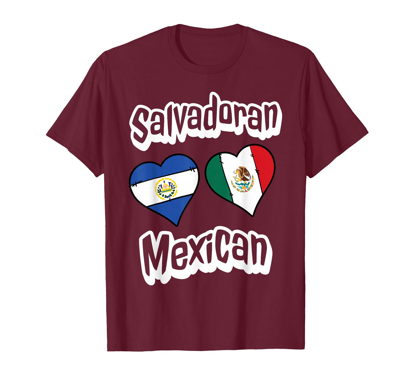 Salvadoran Mexican Flag Heart Combo El Salvador Mexico T-Shirt