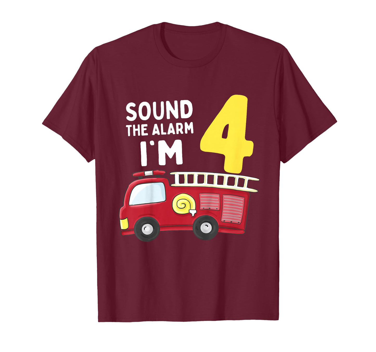 Kids Fire Truck 4th Birthday Boy Kids Firefighter 4 Year Old T-Shirt
