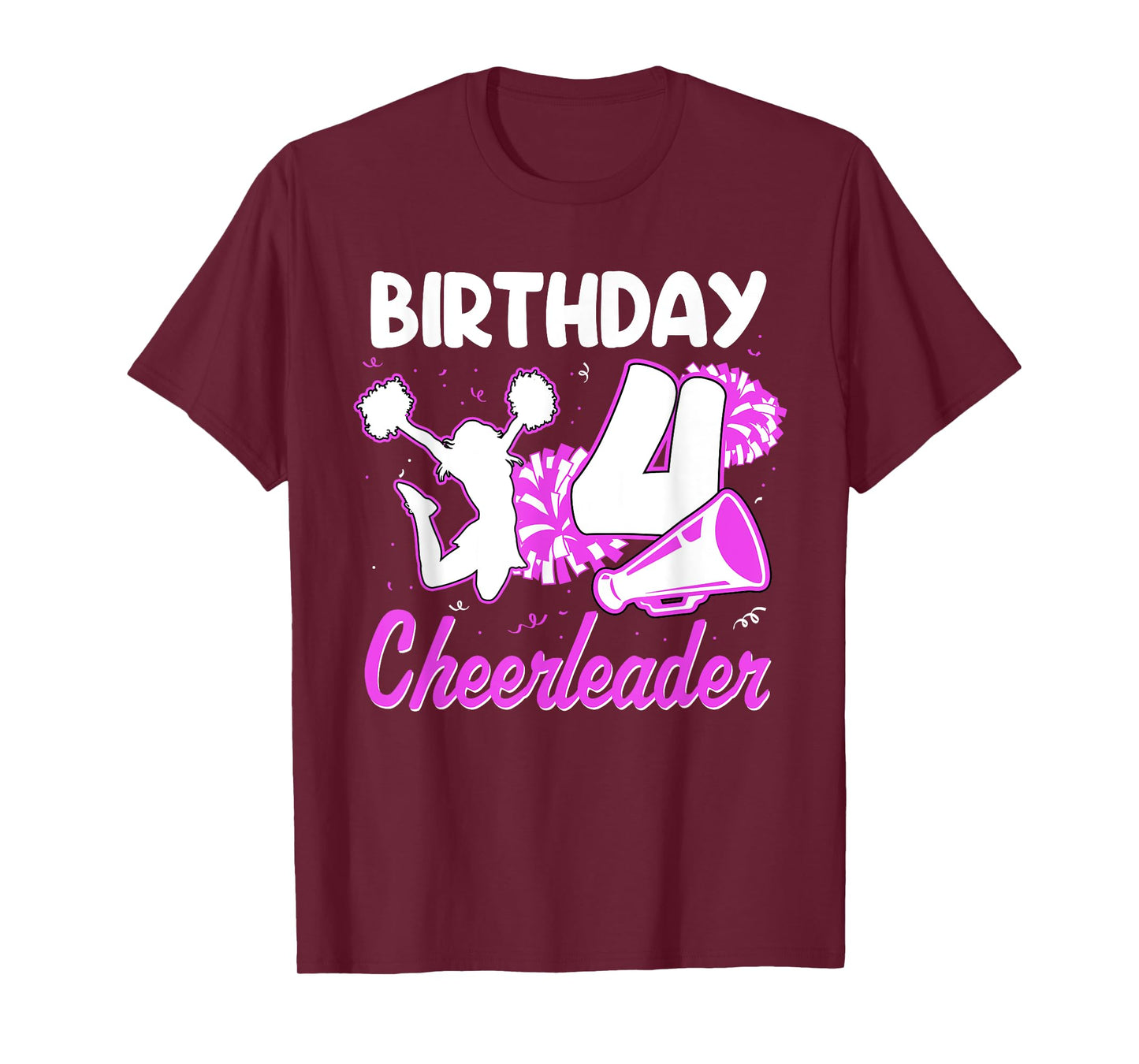 4th Birthday Cheerleader Girl 4 Years Old Cheerleading T-Shirt