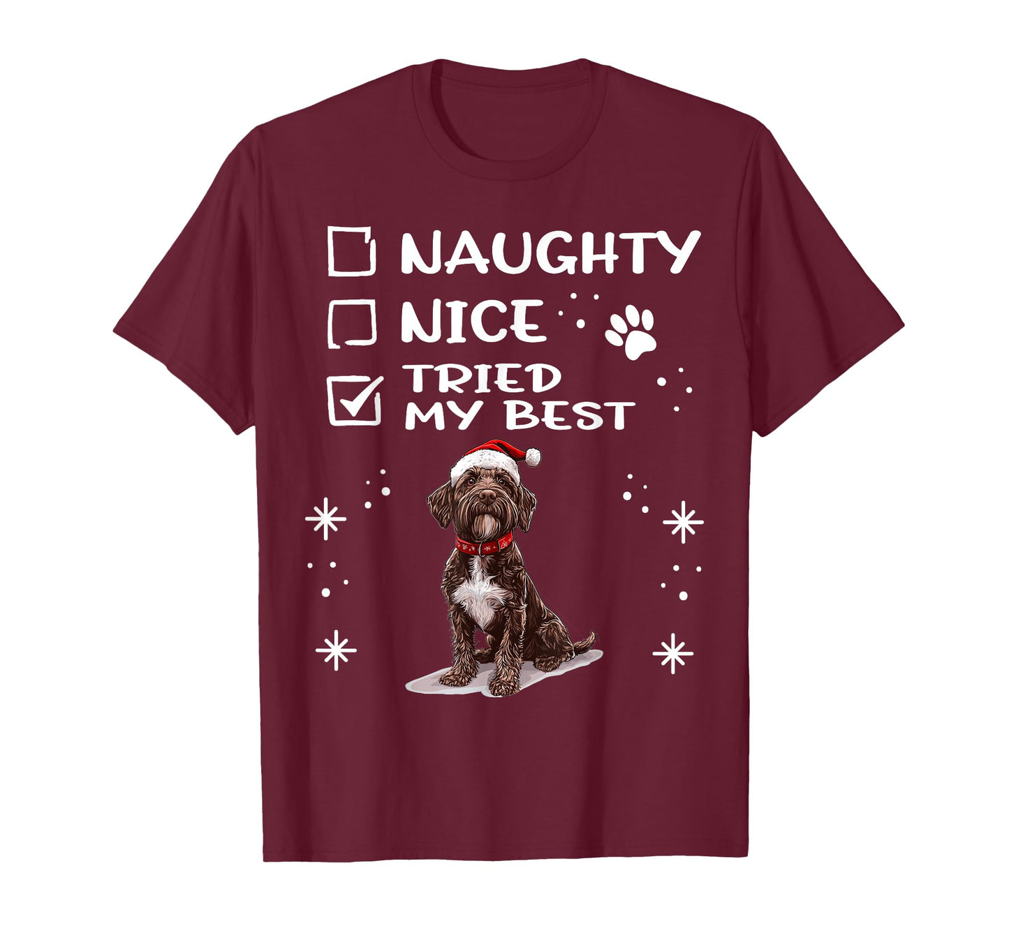 Cute Wirehaired Pointing Griffon Dog Christmas Naughty Nice T-Shirt