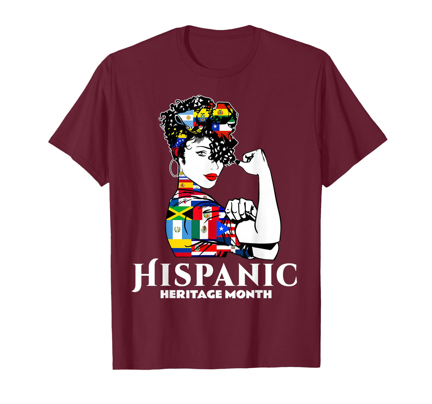 Hispanic Heritage Month Woman Latino Countries Flag T-Shirt