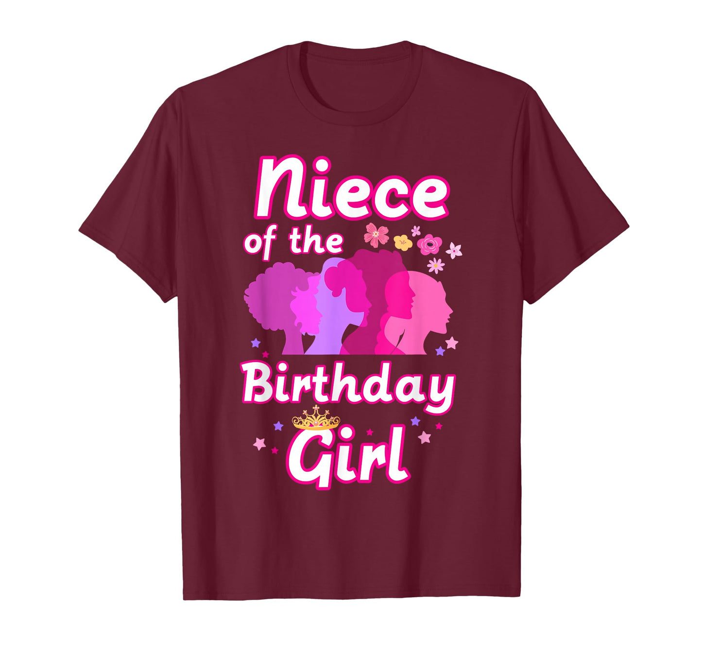 Princess Birthday Girl Party Look with Crown Stars for Niece T-Shirt