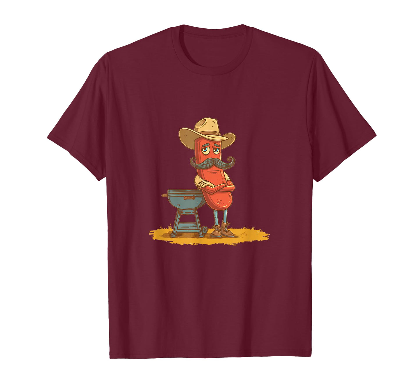 Funny Hotdog Barbecue with Cowboy Hat Costume T-Shirt
