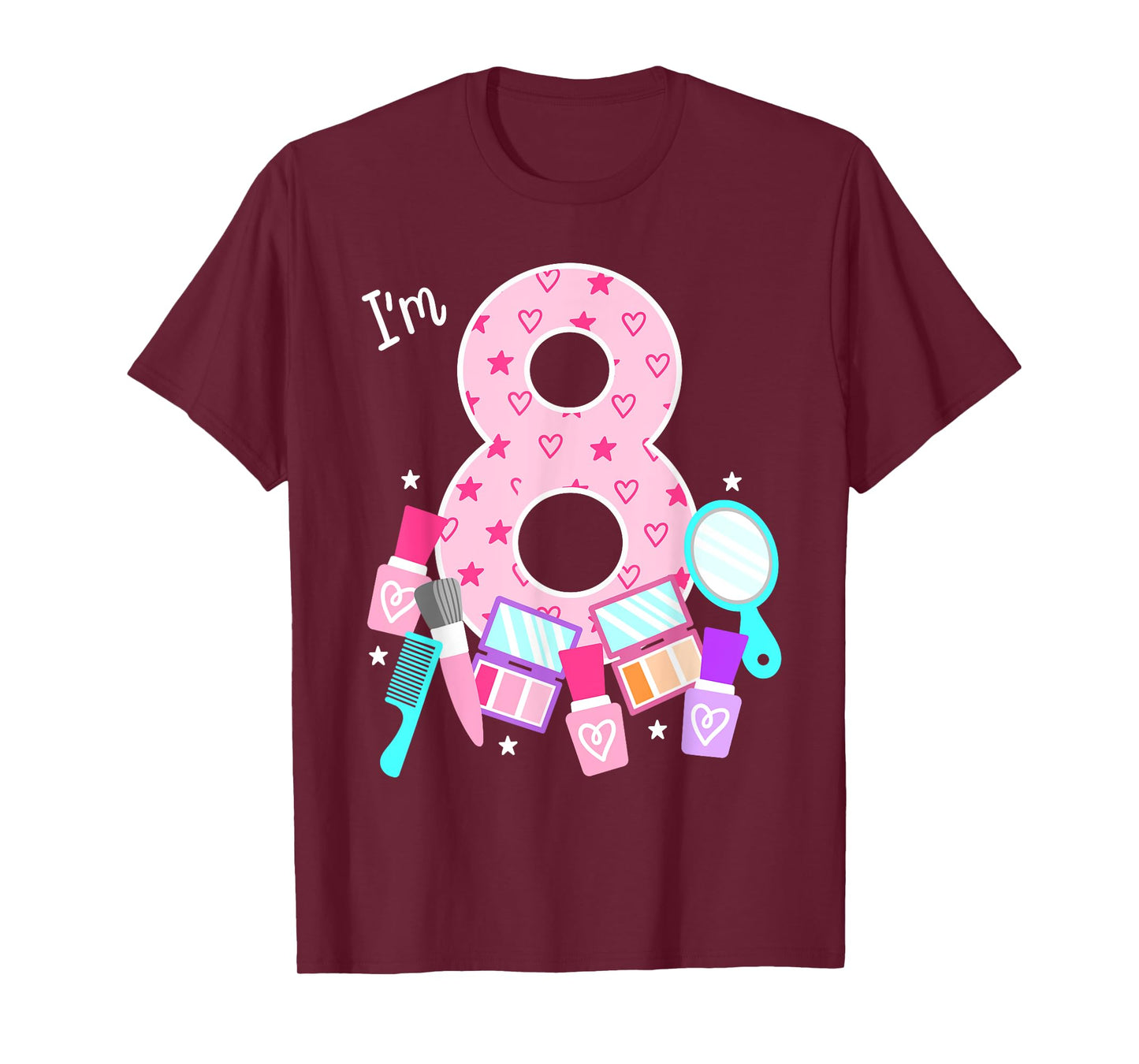 Spa Birthday Party I'm 8 Girls Makeup 8th Bday Kids Toddlers T-Shirt