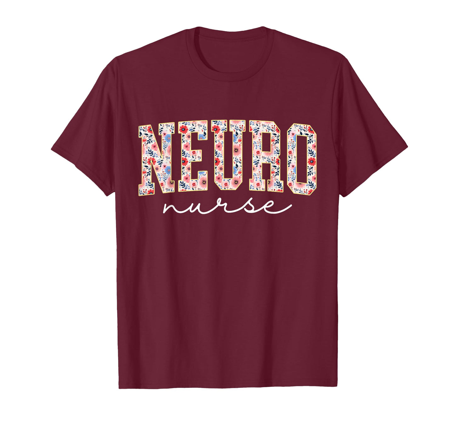 Floral Neuro Trauma Icu Nurse Neurology Nurse Neuroscience T-Shirt