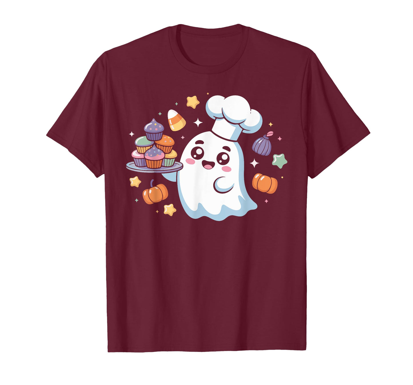 Kawaii Ghost Baker Women Halloween Cupcake Lover Costume Men T-Shirt