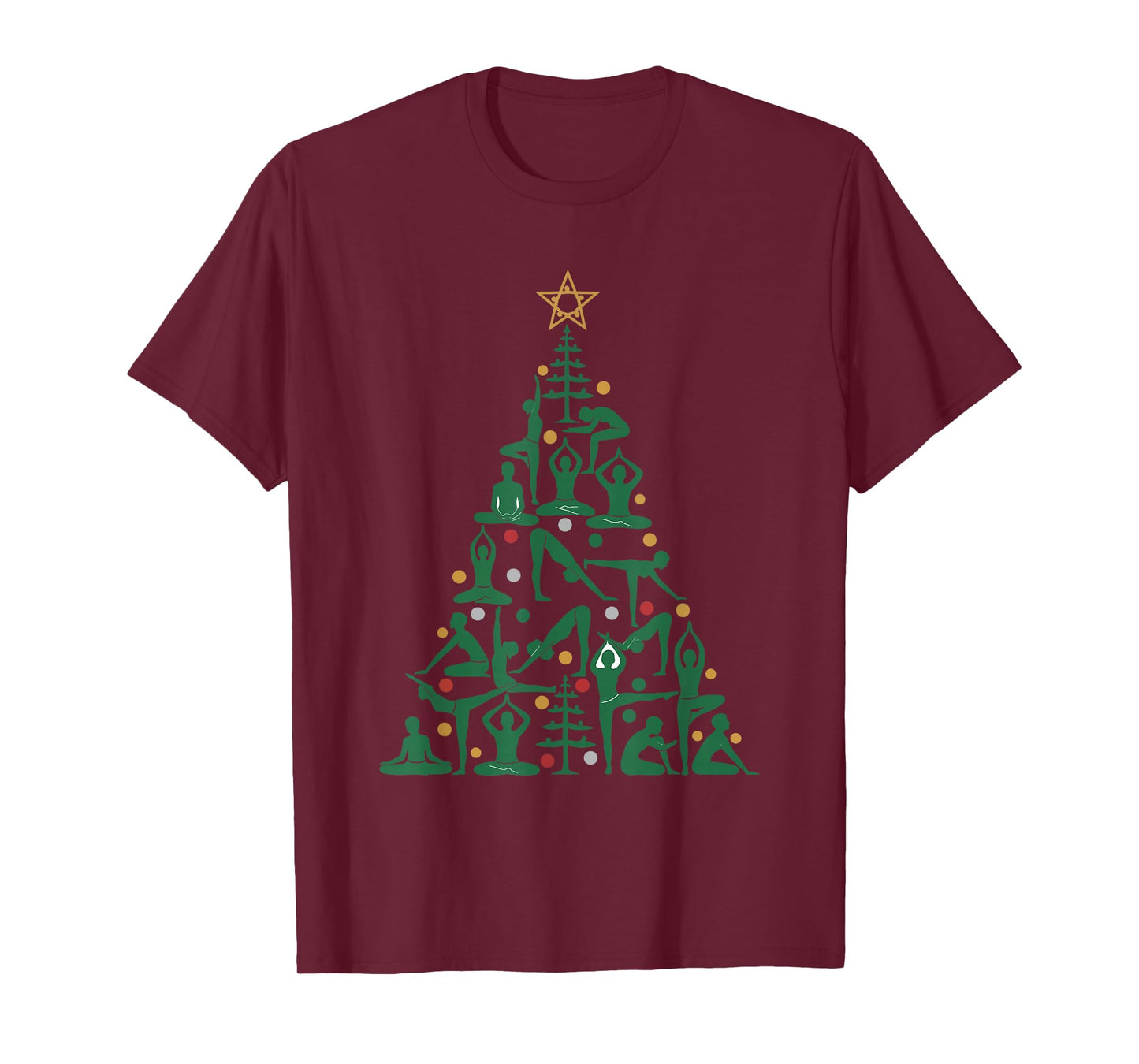 Yoga Christmas Tree Poses Funny Holiday Design T-Shirt