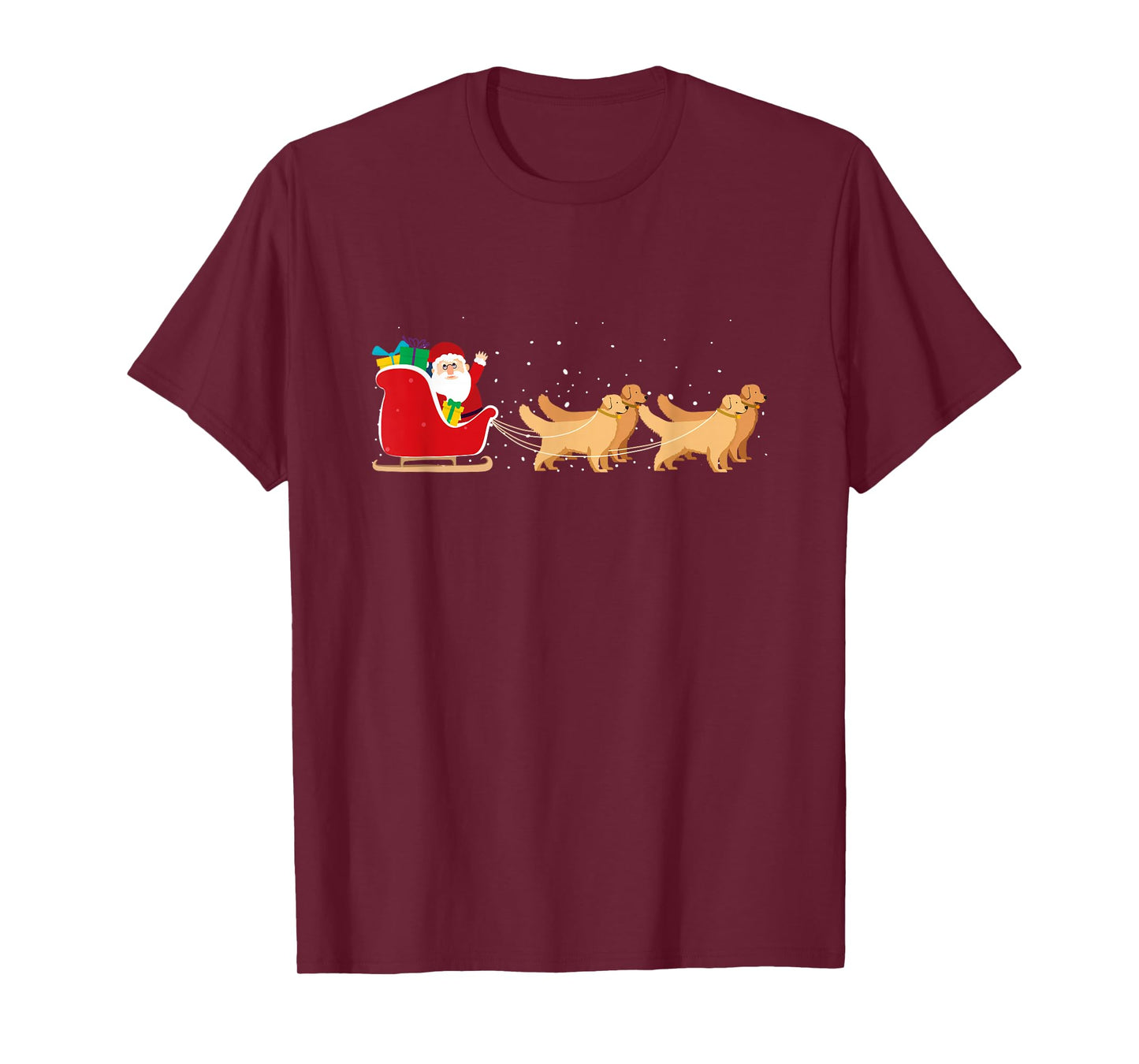 Golden Retriever Santa Christmas Sleigh Funny Labrador Xmas T-Shirt