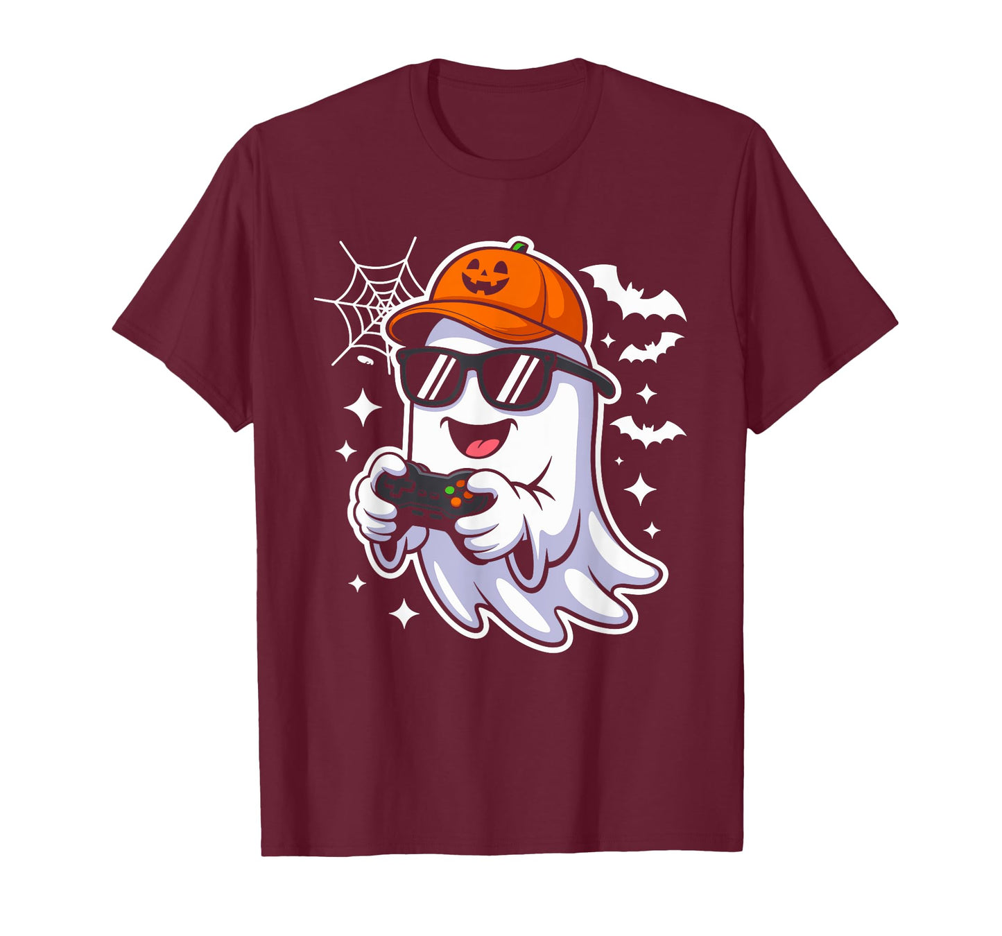 Halloween Ghost Gamer Funny Costume Gaming Men Boys Kids T-Shirt