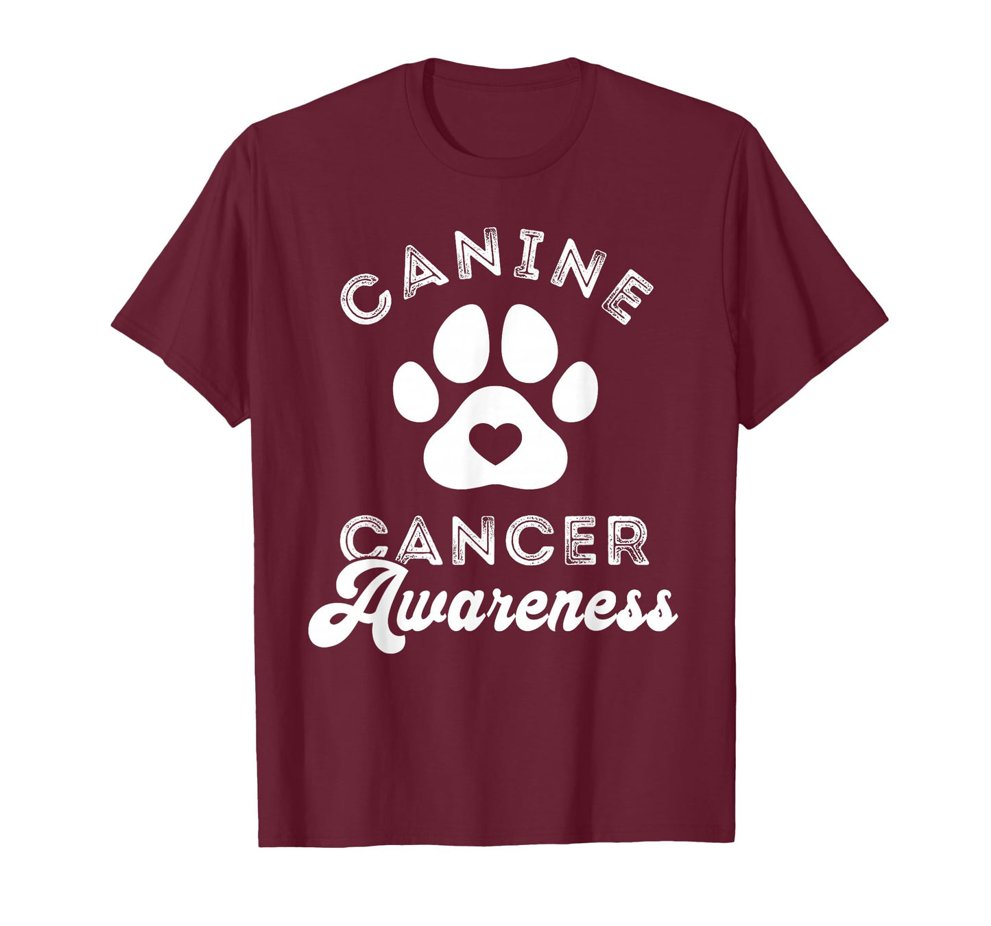 Canine Cancer Awareness Pet Awareness Heart Paw Print T-Shirt