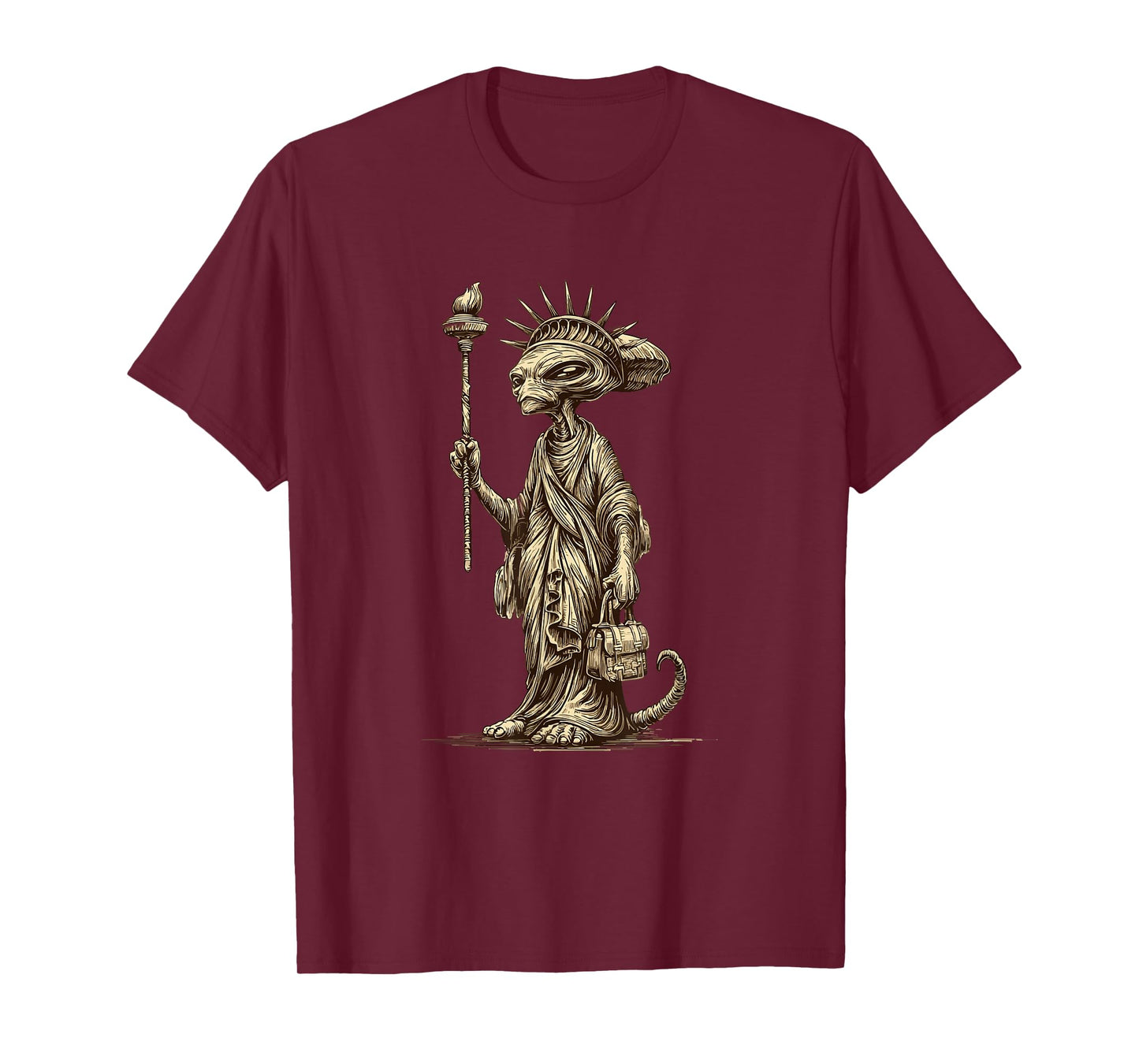 Grumpy Alien with Statue of Liberty for Adults and Kids T-Shirt
