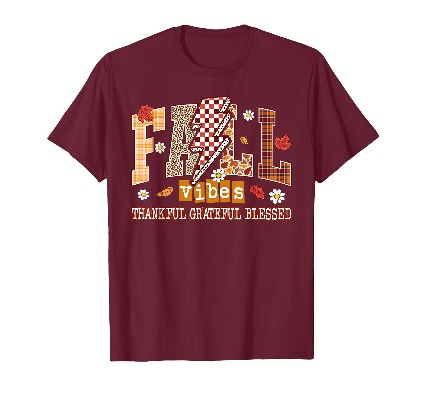 Fall Vibes Thankful Grateful Blessed Autumn Thanksgiving T-Shirt