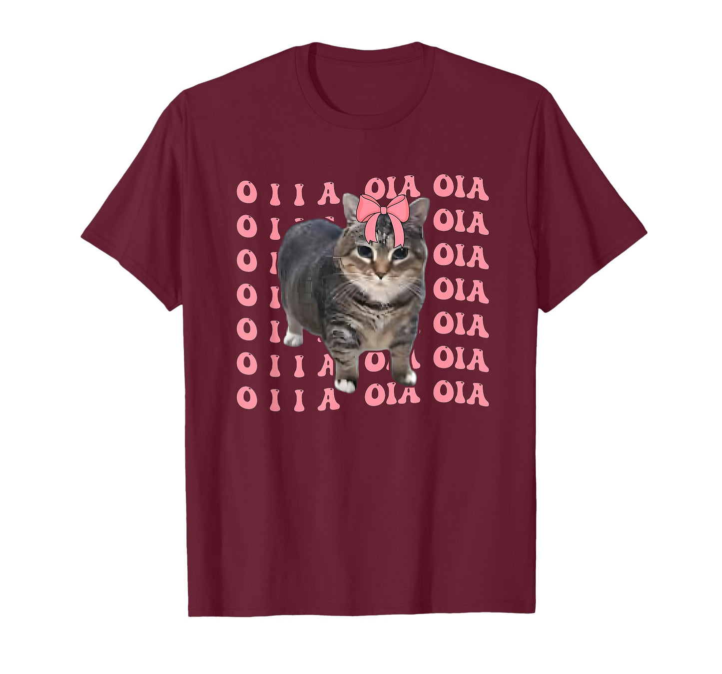 Oia Cat Meme Pink Bow Oiia Cat Coquett Bow Kawai Cat Lover T-Shirt