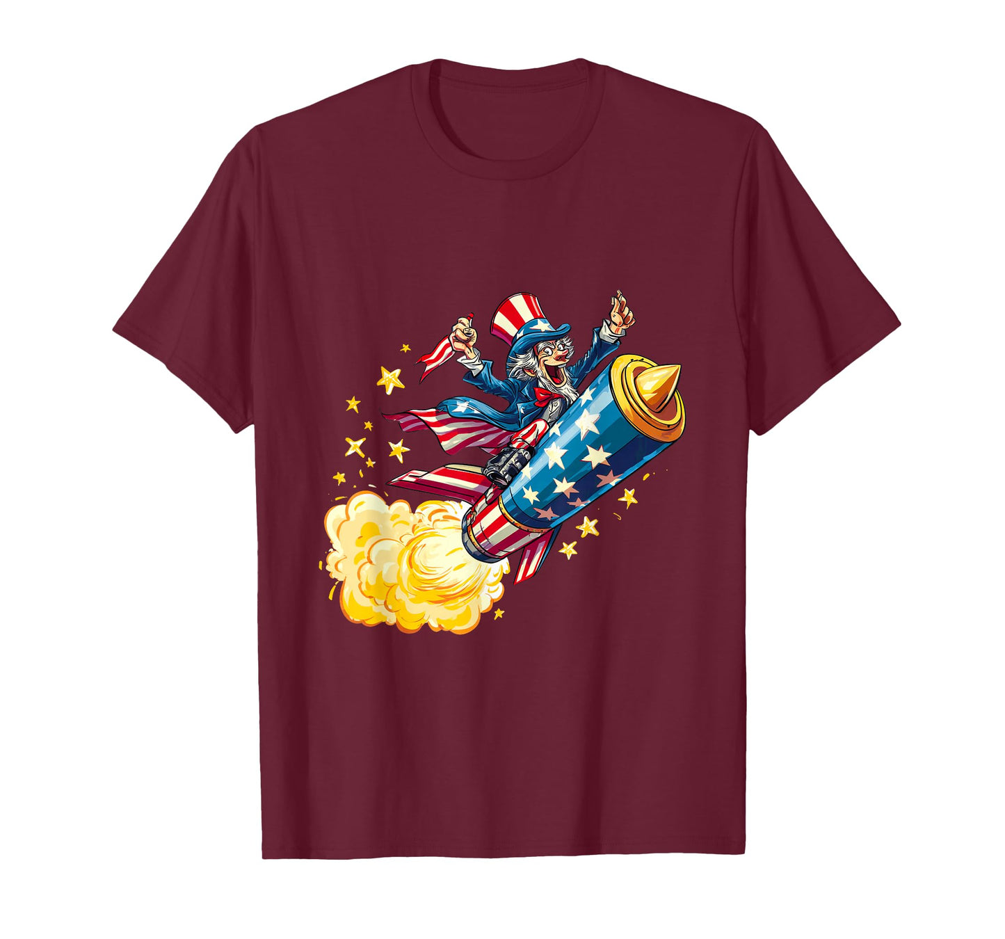 Uncle Rocket Look in Patriotic Colors for Firework Lovers T-Shirt