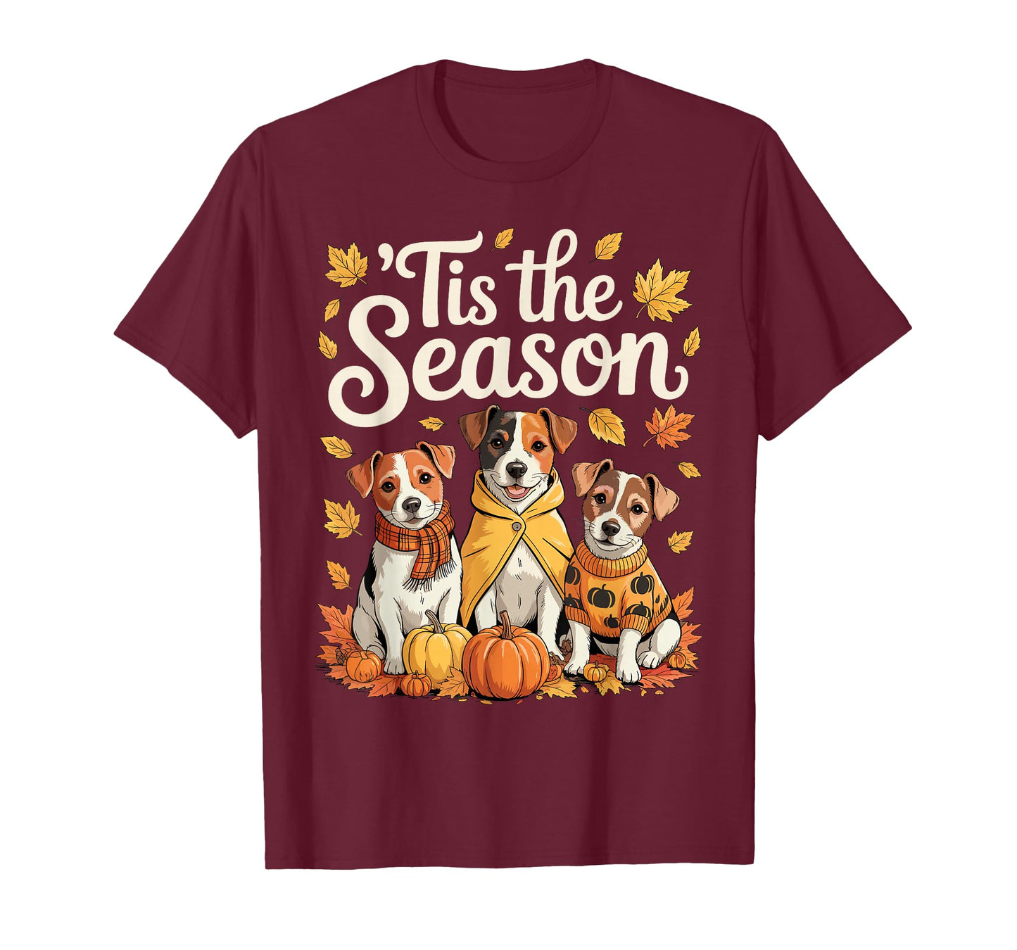 Tis The Season Jack Russell Terrier Fall Autumn Pumpkin Dog T-Shirt