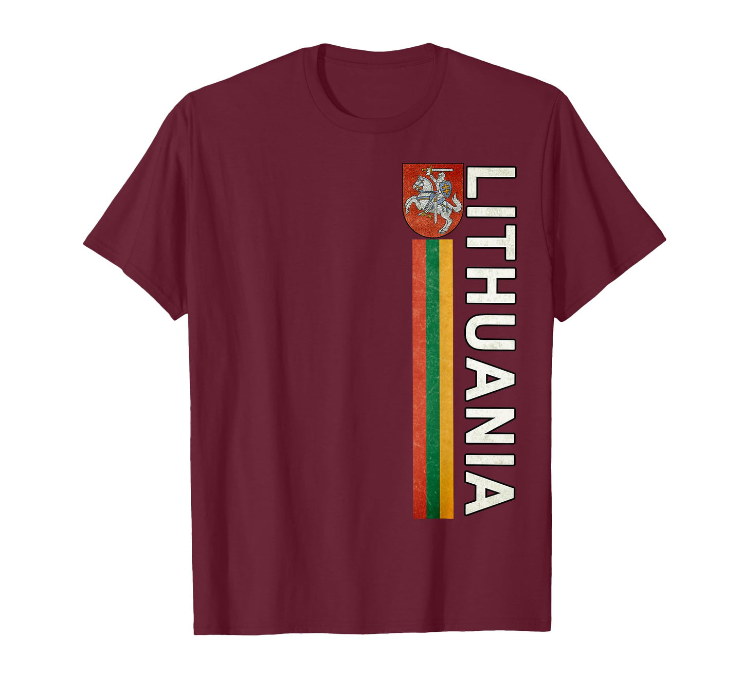 Lithuania Sporty Retro Flag and Lithuanian Emblem T-Shirt