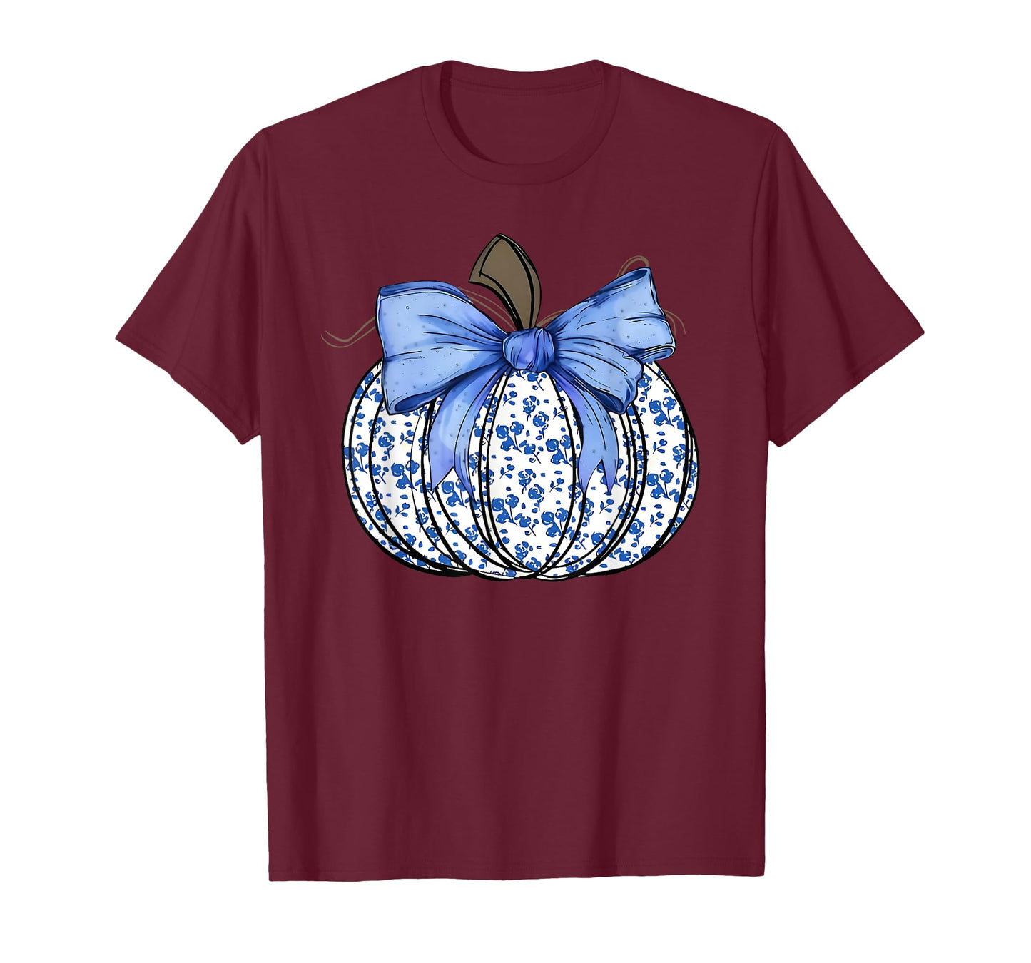 Coquette Bow Pumpkin Autumn Fall Y'all Leaves Thanksgiving T-Shirt