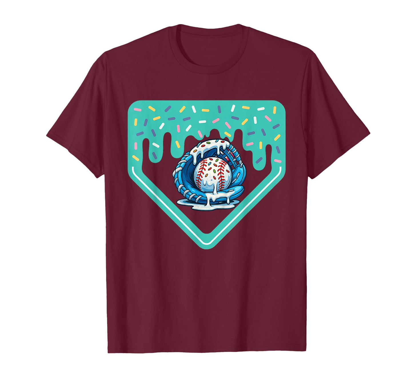 Baseball Home Plate Dripping Ice Cream Drip Youth Boys T-Shirt
